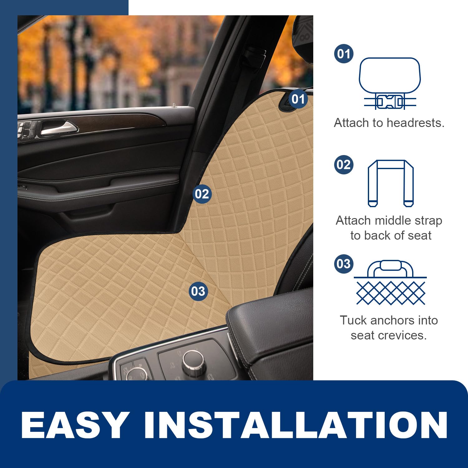 Horjones Dog Car Seat Cover,Waterproof And Nonslip Front Seat Dog Cover,Car Seat Protector For Cars,Trucks,Suvs And Jeep(M-Khaki