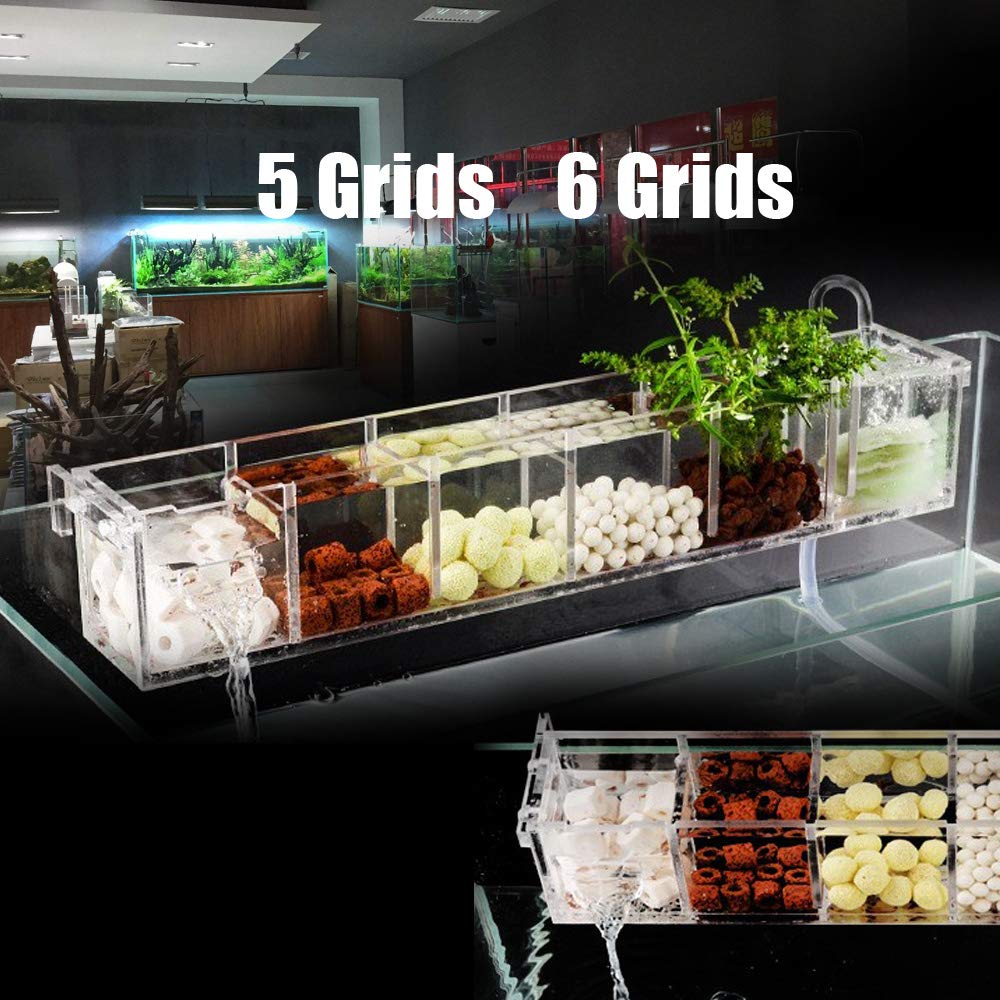 DOONARCES 6 Grids Acrylic Fish Tank Filter Box External Aquarium Water Filter Case Transparent Acrylic Hang On Filter Box Aquari