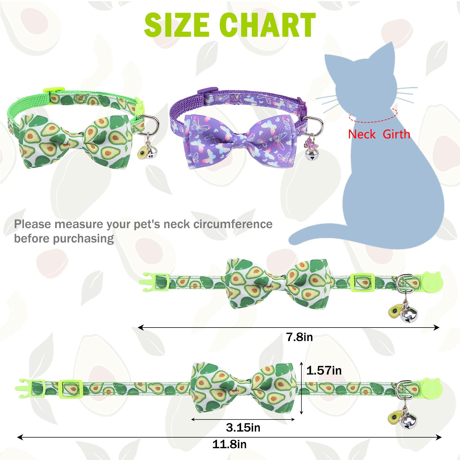 Scenereal Cat Collar With Bells, 2 Pcs Breakaway Cat Collars With Adustable Bowtie, Safety Kitten Collar For Boy Girl Cats Puppy