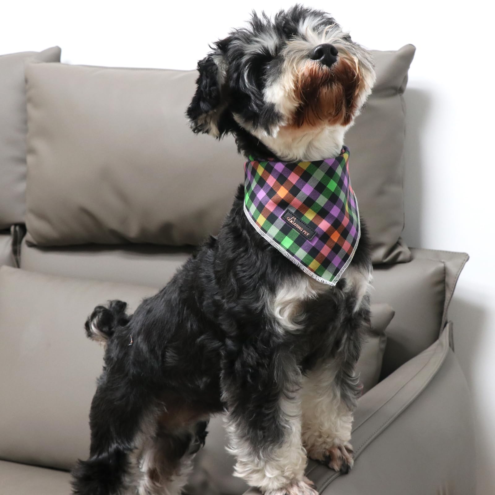 Aring Pet Halloween Dog Bandana, Cotton Fall Dog Bandanas, Soft Comfortable Halloween Plaid Pet Scarf Dog Triangle Bibs For Small To Large Dogs And Cats