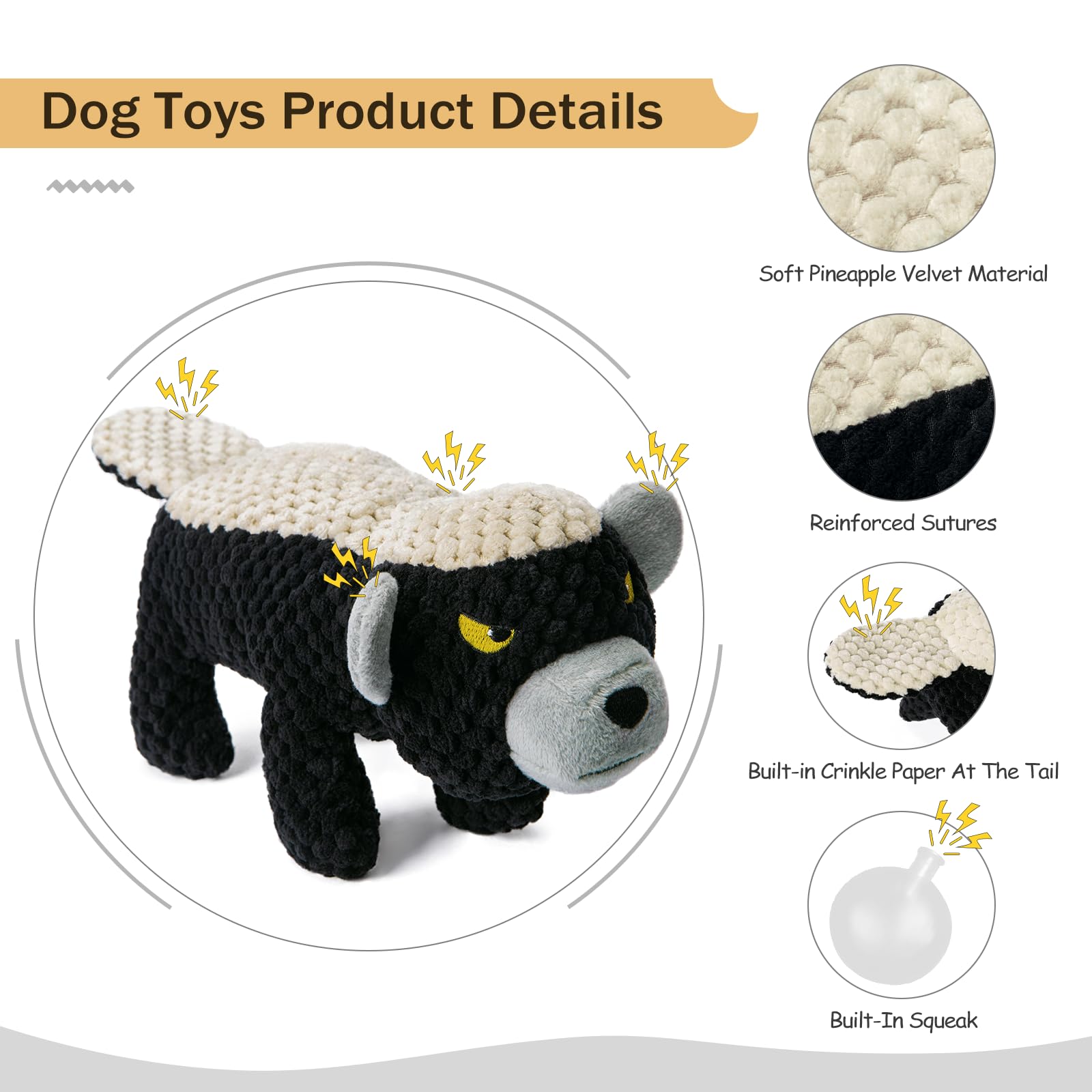 Angelisdoll Tough Dog Toys For Aggressive Chewers, Squeaky Chew Toys To Keep Them Busy, Crinkle Dog Toy For Boredom And Teething