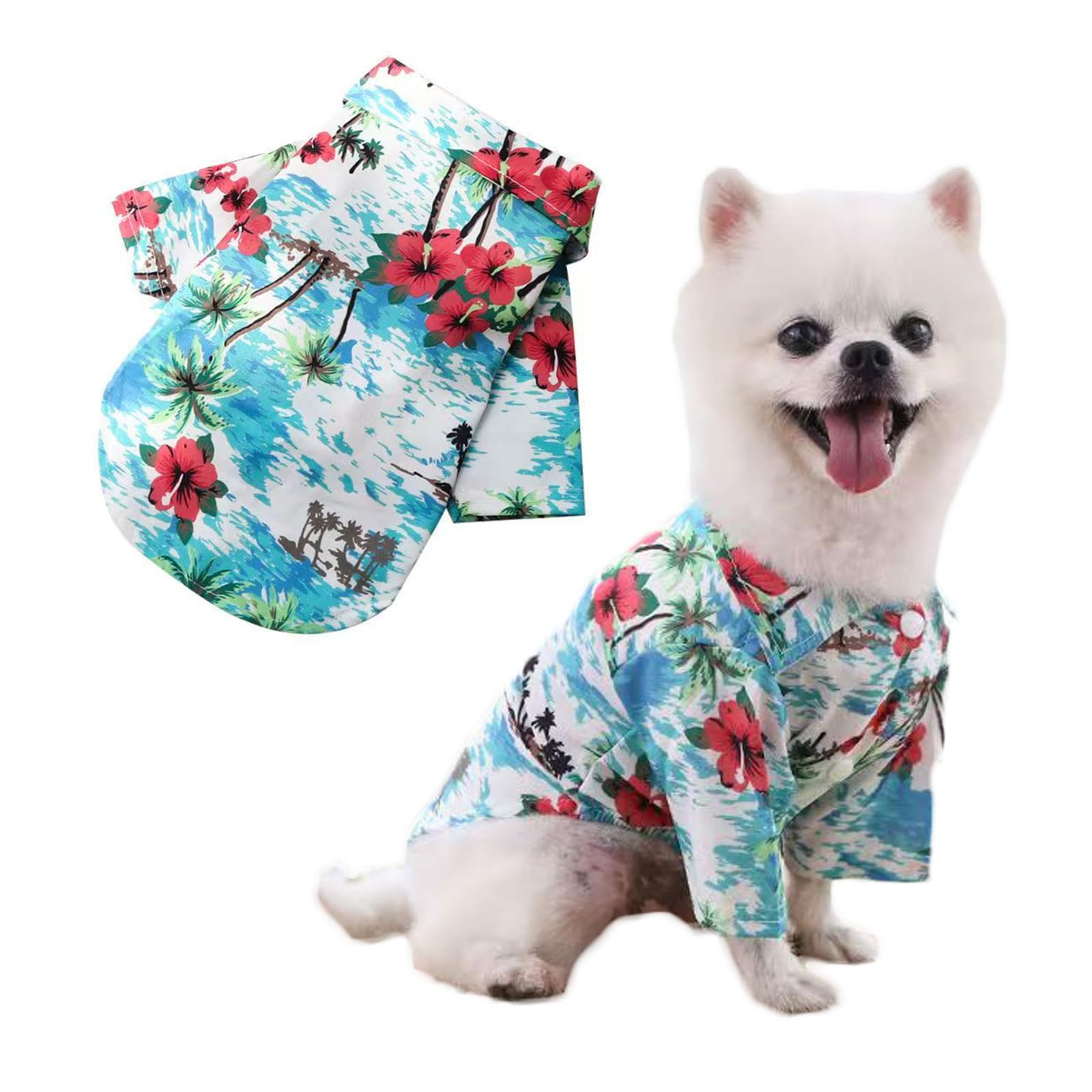Hawaiian Shirt For Small Dogs & Cats - Lightweight Breathable Pet Tshirt With Vibrant Fade-Resistant Colors For Small Dog Cat Da