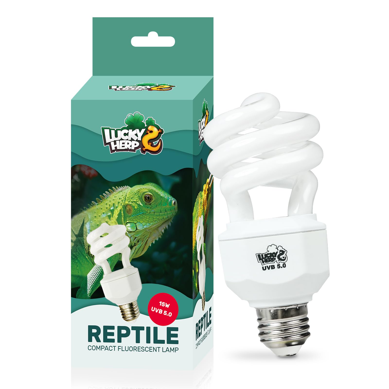 Lucky Herp Uva Uvb Reptile Light 5.0, Tropical Uvb 100 Compact Fluorescent Lamp, Uvb Light For Reptiles 15W, Uva Uvb Reptile Lig