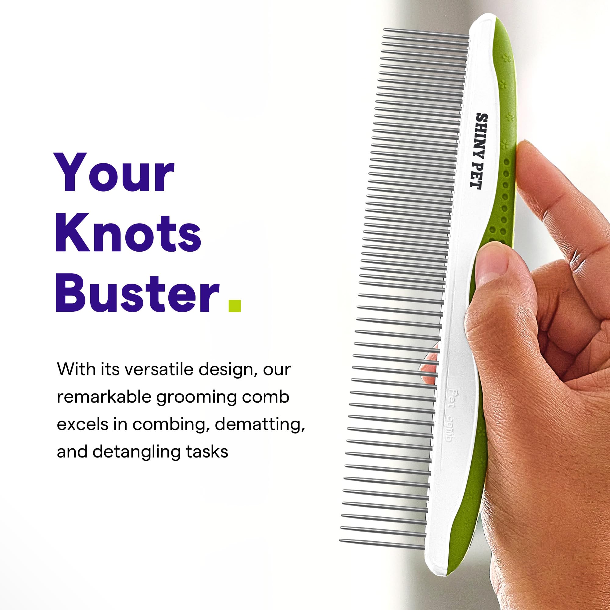 Dog Comb For Removes Tangles And Knots - Cat Comb For Removing Matted Fur - Grooming Tool With Stainless Steel Teeth And Non-Slip Grip Handle - Best Pet Hair Comb For Home Grooming Kit - Ebook Guide