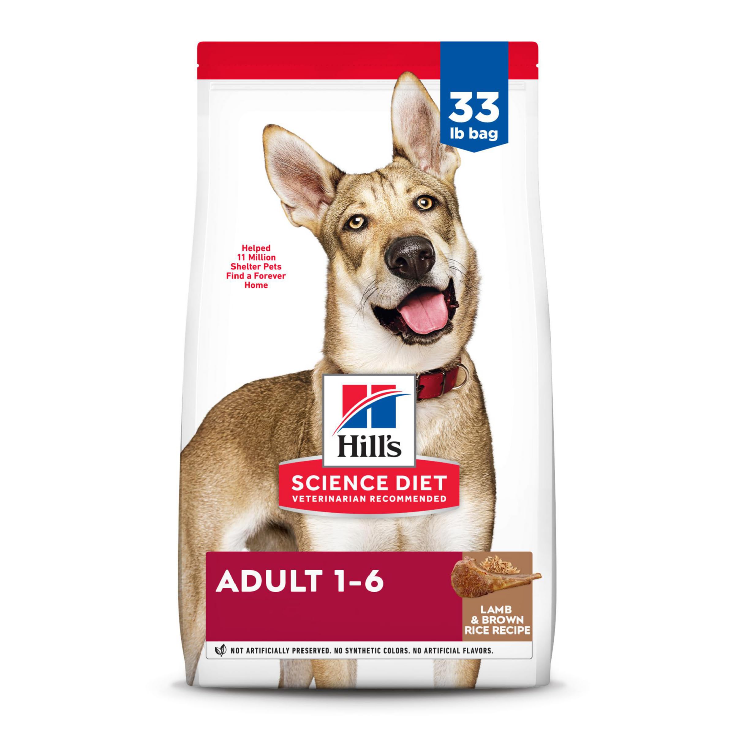 Hills Science Diet Adult 1-6, Adult 1-6 Premium Nutrition, Dry Dog Food, Lamb & Brown Rice, 33 lb Bag