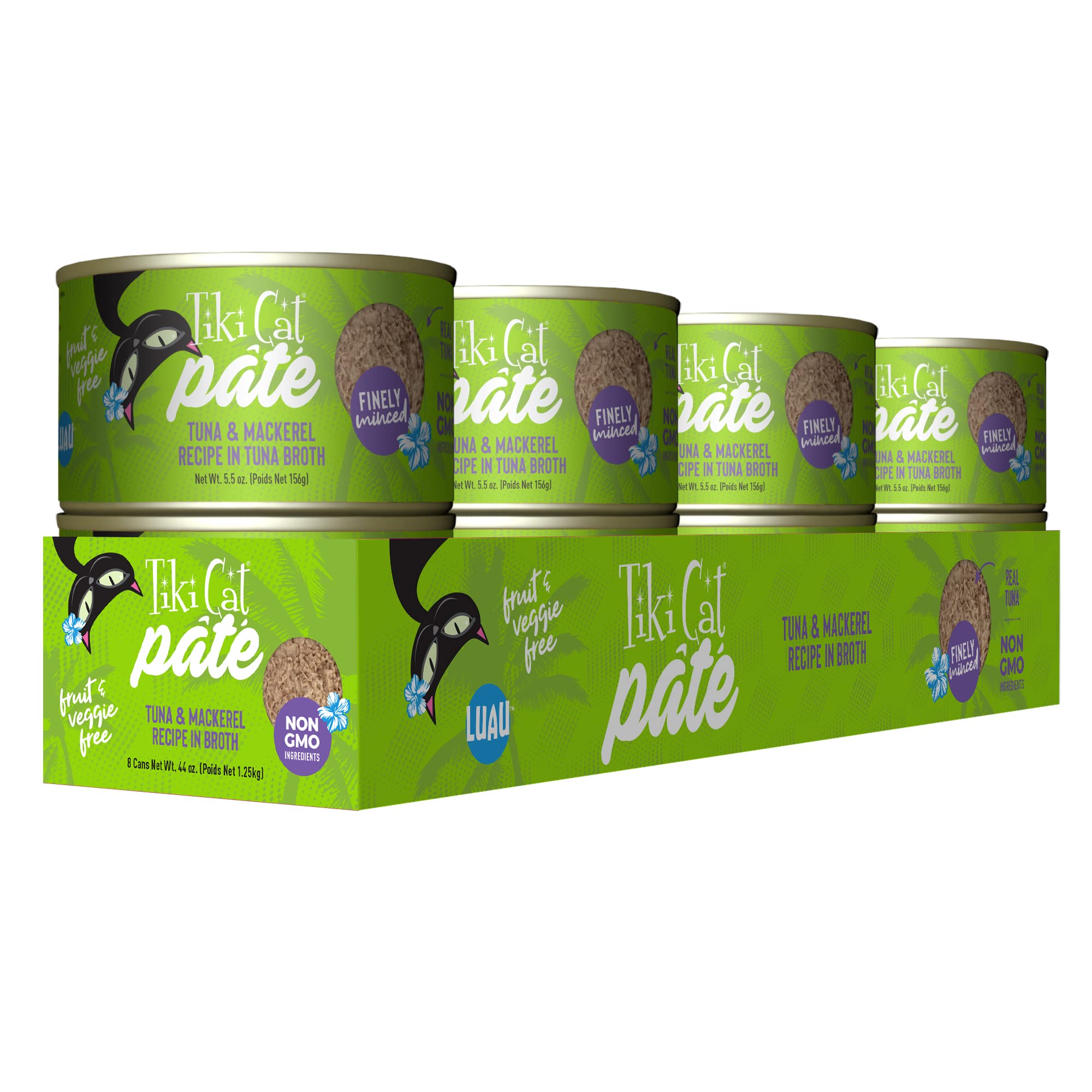 Tiki Cat Luau Pate, Ahi Tuna & Mackerel Recipe in Tuna Consumme, Grain-Free Balanced Nutrition Wet Canned Cat Food, for All Life