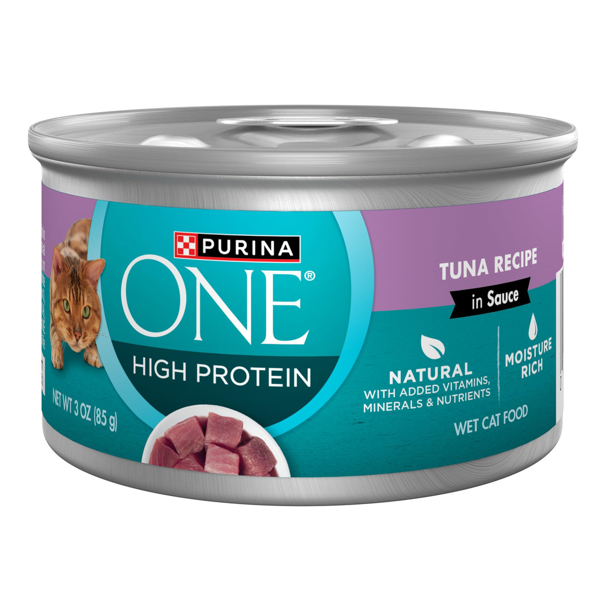 Purina One Natural, High Protein Cat Food, Tuna Recipe In Sauce - (Pack Of 24) 3 Oz. Pull-Top Cans