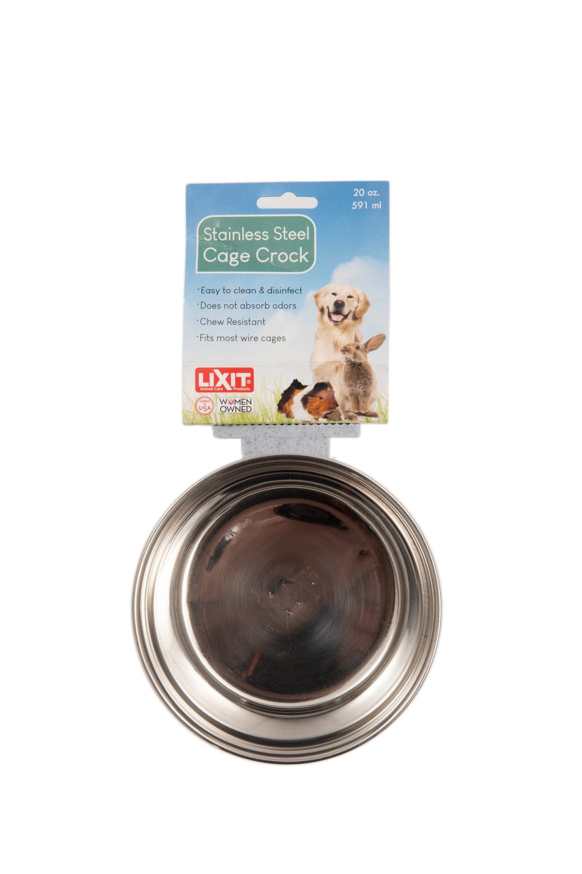 Lixit Quick Lock Cage Bowls For Small Animals And Birds. (20Oz, Stainless)