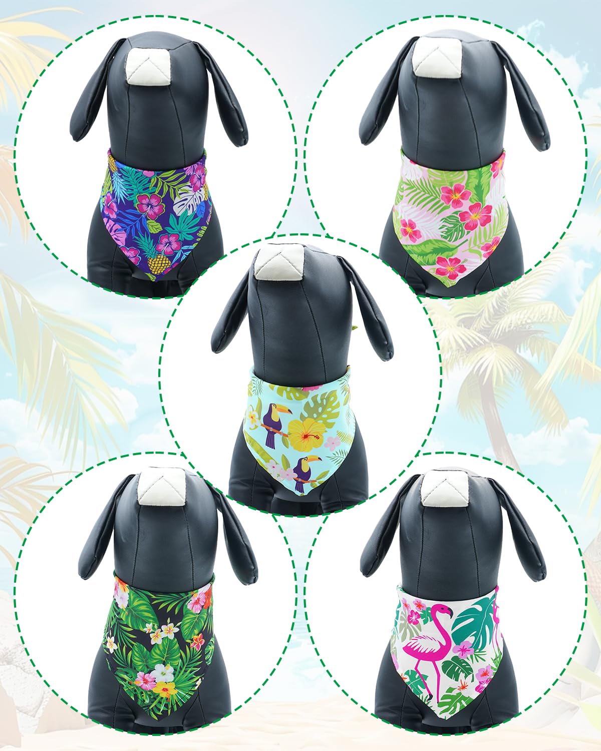 Pet Show 15 Pack Hawaiian Dog Bandanas Multiple Sizes Bulk Large Medium Small 3 Mixed Sizes Summer Floral Dogs Head Scarves Pupp