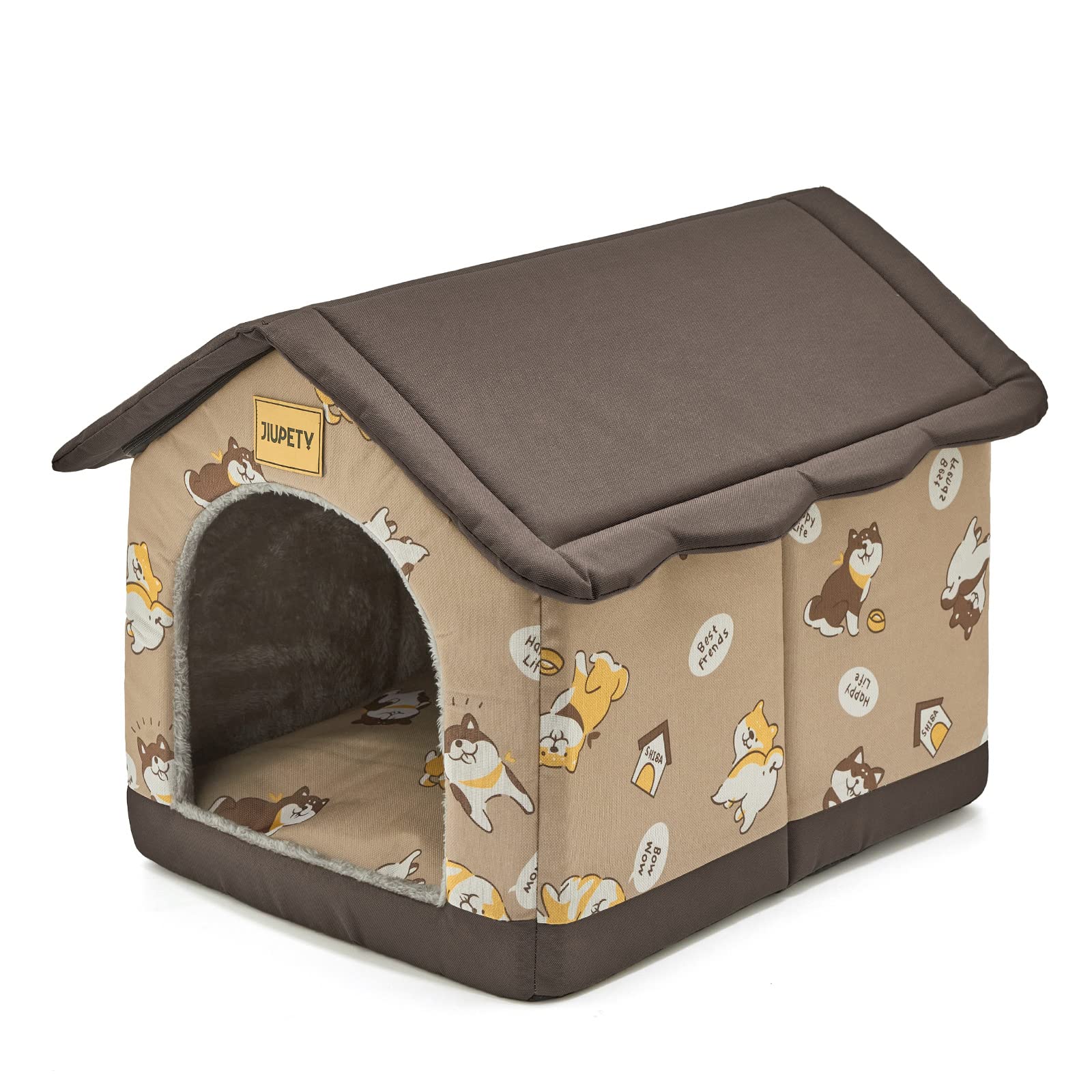 Jiupety Dog House Indoor, L Size Indoor Dog House For Medium Dog, Warm Cave Sleeping Nest Bed For Cats And Dogs, Brown