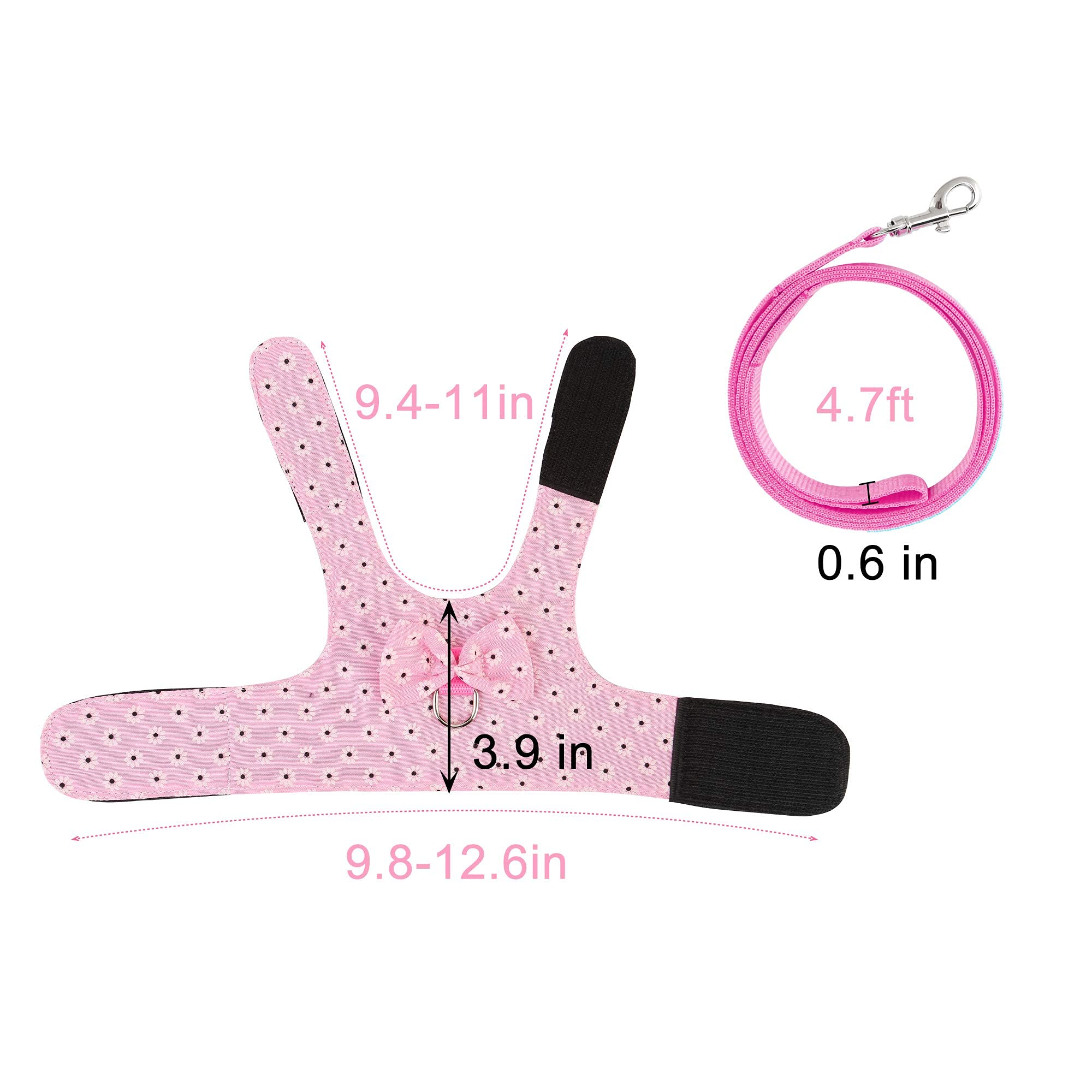 Filhome Adjustable Rabbit Harness Leash, Bunny Harness Leash Cute Vest Harness For Rabbit Ferret Bunny Kitten Guinea Pig Walking
