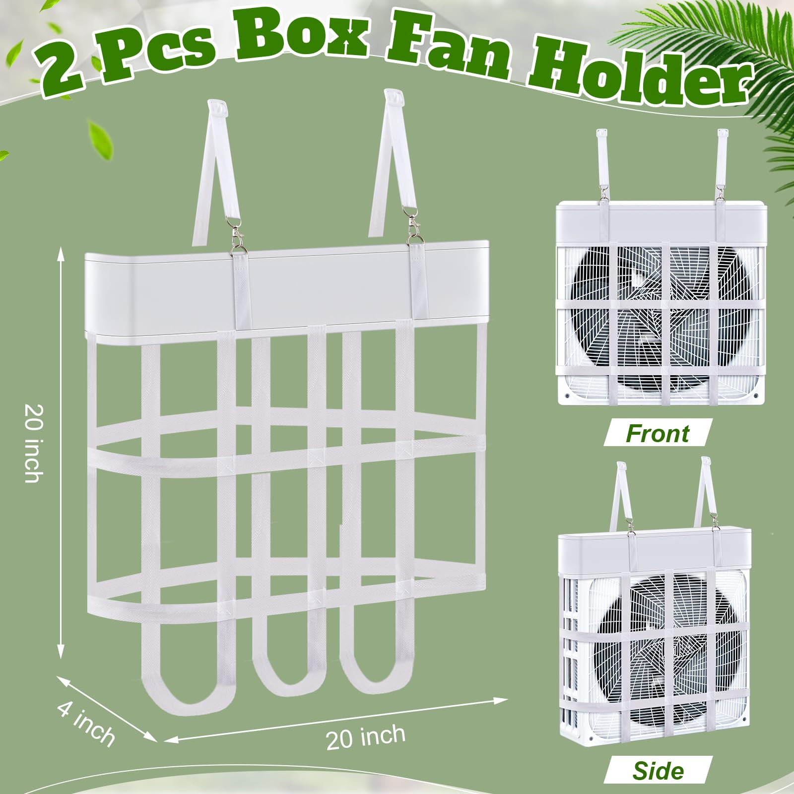 Tessco 2 Pcs Box Fan Holder Horse Stall Classic Fan Bag Hanging Web Holder Nylon Box Hay Bag(White)