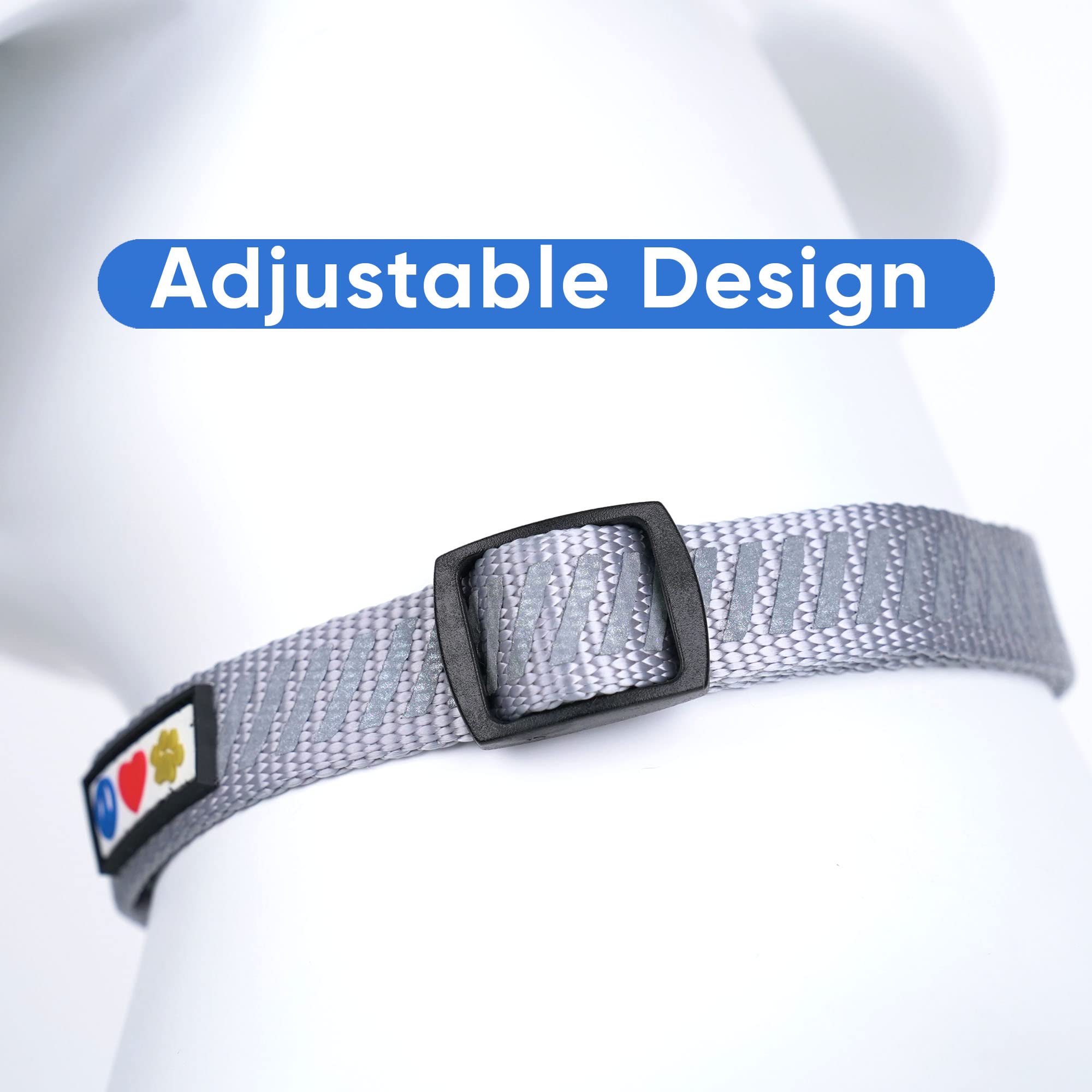 Pawtitas Reflective Dog Collar For Dog And Puppies A High Visibility Collar With Reflective Bands | Adjustable Dog Collar Heavy Duty Perfect For Extra Small And Small Puppies - Grey Xs Collar