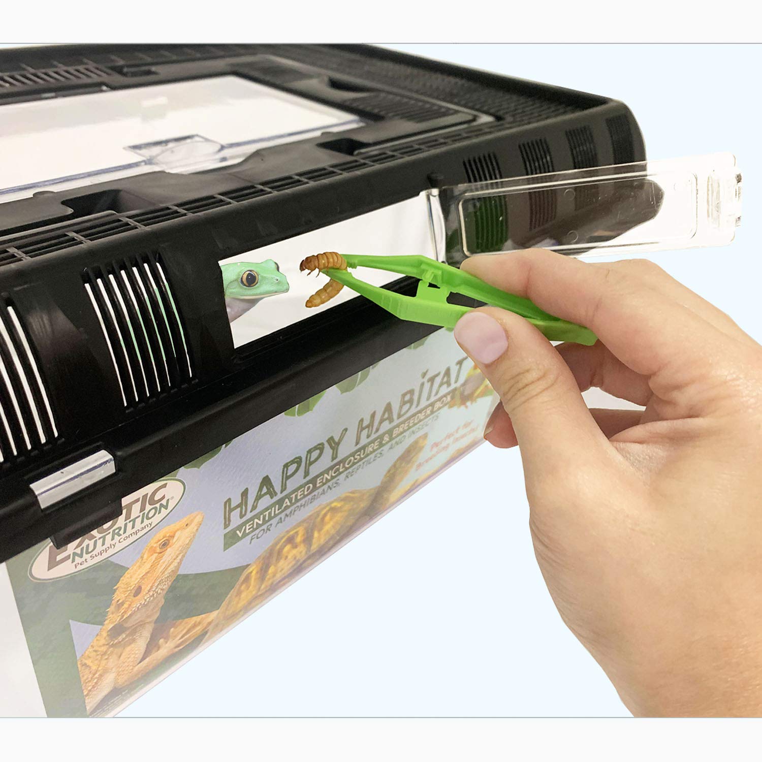 Happy Habitat (Large) - Ventilated Enclosure & Breeder Box - For Live Feeder Insects, Reptiles, Amphibians & Other Small Pets -