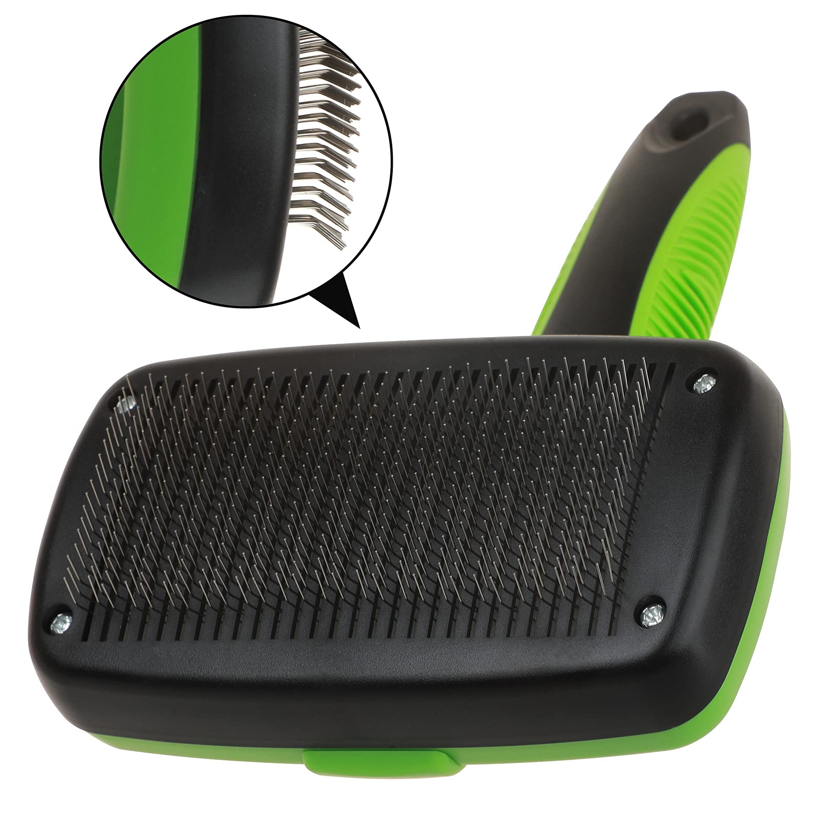 Smartlife Pet Grooming Brush Self Cleaning Slicker Brushes For Dogs And Cats Long & Thick Hair Best Pet Shedding Tool For Grooming Loose Undercoat,Tangled Knots & Matted Fur (Green)