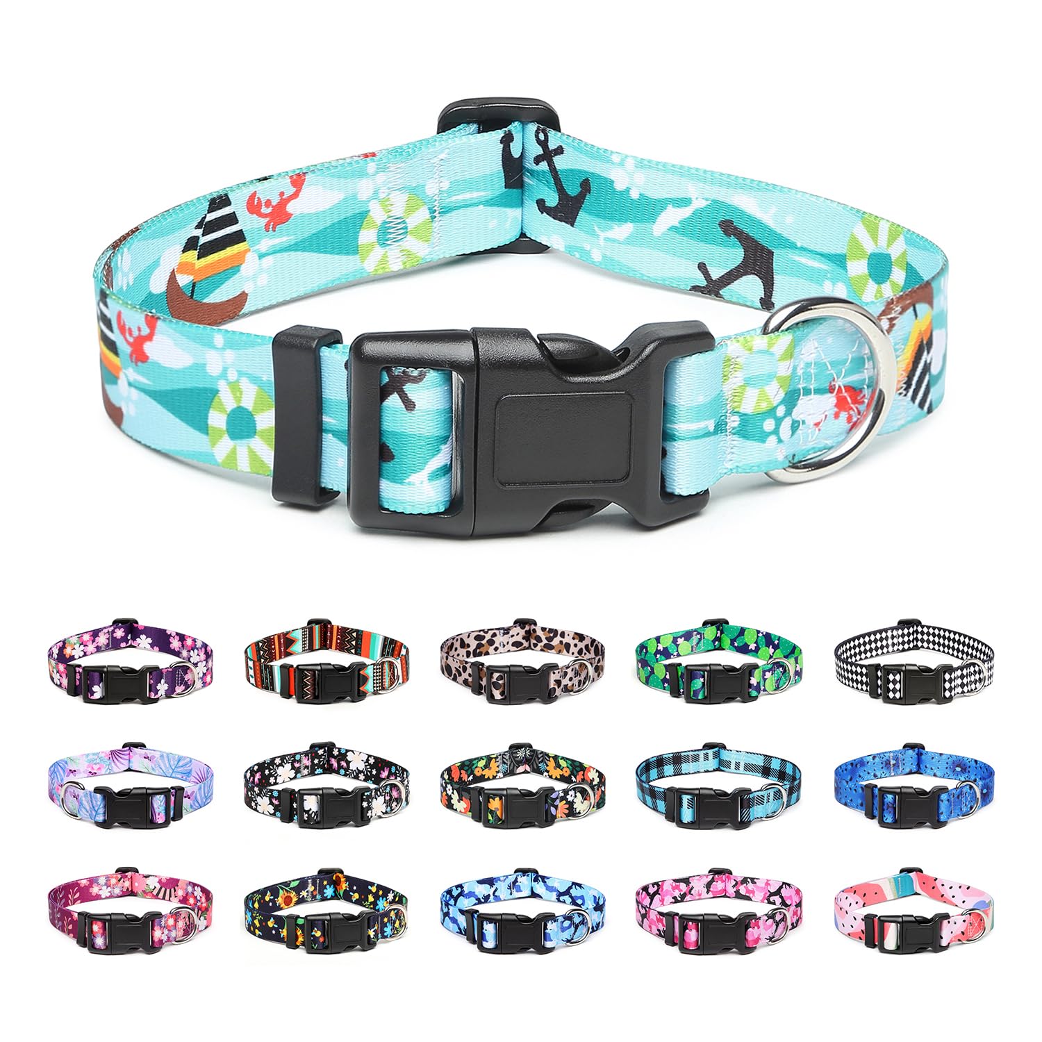 Mercano Adjustable Dog Collar - Special Design Patterns, Soft Nylon Comfortable Sturdy Pet Collar For Small Medium Large Dogs (X