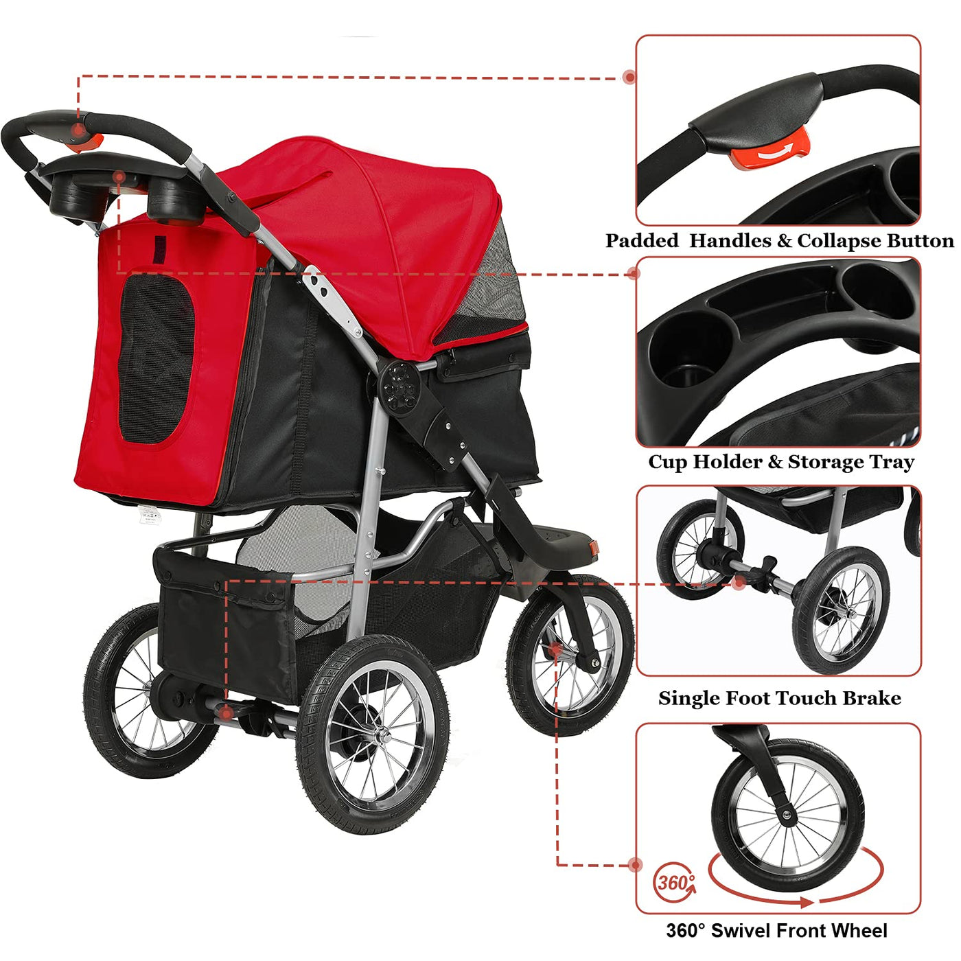 viagdo dog stroller Viagdo Premium Heavy Duty Dog Stroller For Small Medium Dogs & Cats, 3 – Petocart