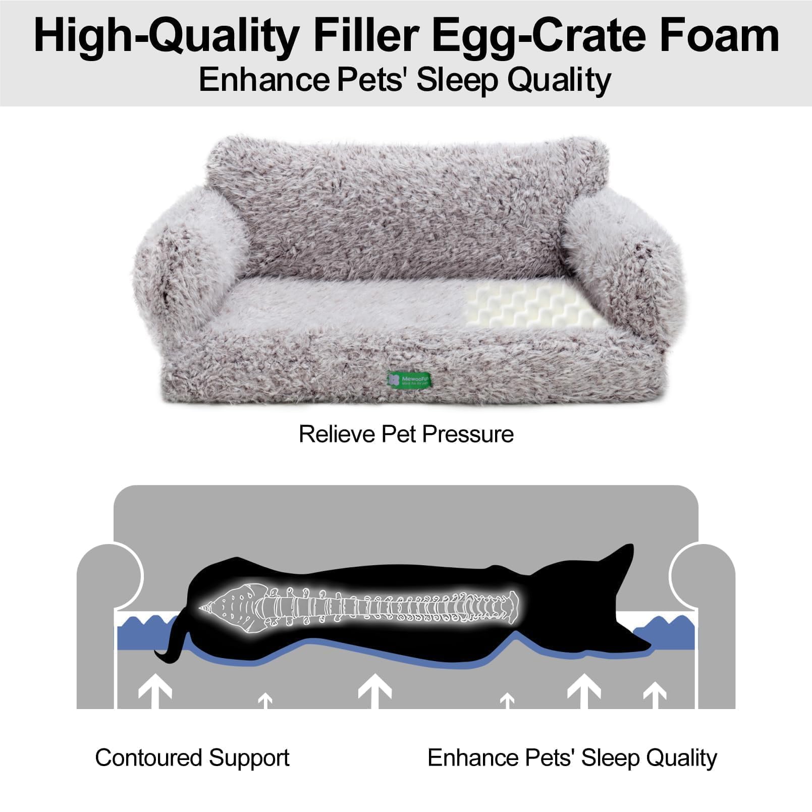 Mewoofun Cat Bed For Indoor Cats Dog Bed Medium Small Dog Bed Cat Sofa Cat Dog Couch Orthopedic, Egg- Foam Pet Bed With Removabl