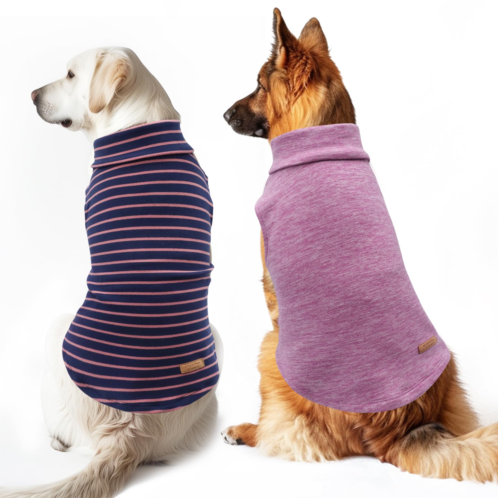 Kyeese 2Pack Dog Coat Turtleneck Stretchy Dog Sweater Super Soft Dog Cold Weather Coat For Medium Dogs In Sleeveless Design, Purple,2Xl