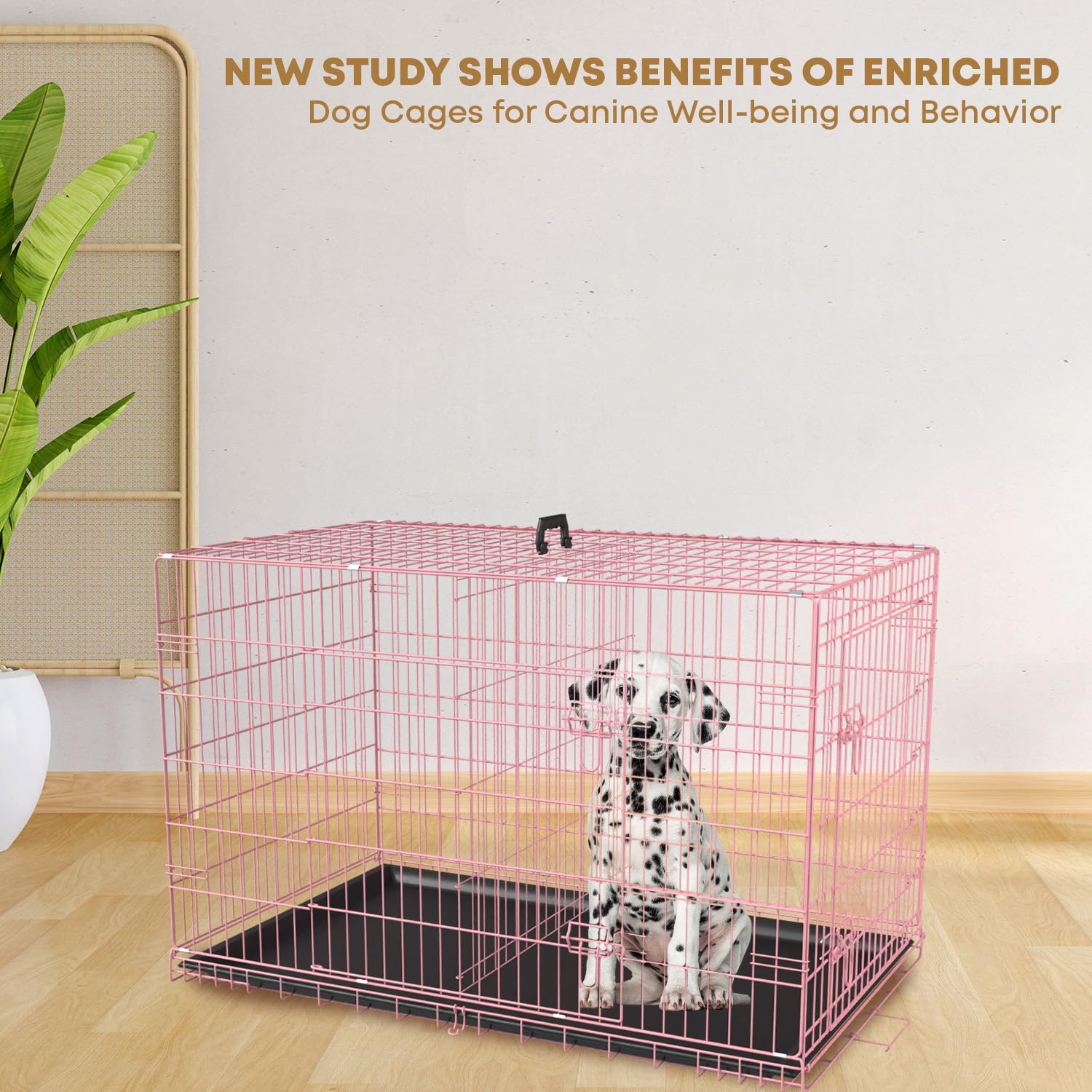 36,42,48 Inch Dog Crate for Large Dogs Dog Cage Dogs Kennel Pet Crate Folding Metal Pet Cage Double Door Leak-Proof Plastic Tray