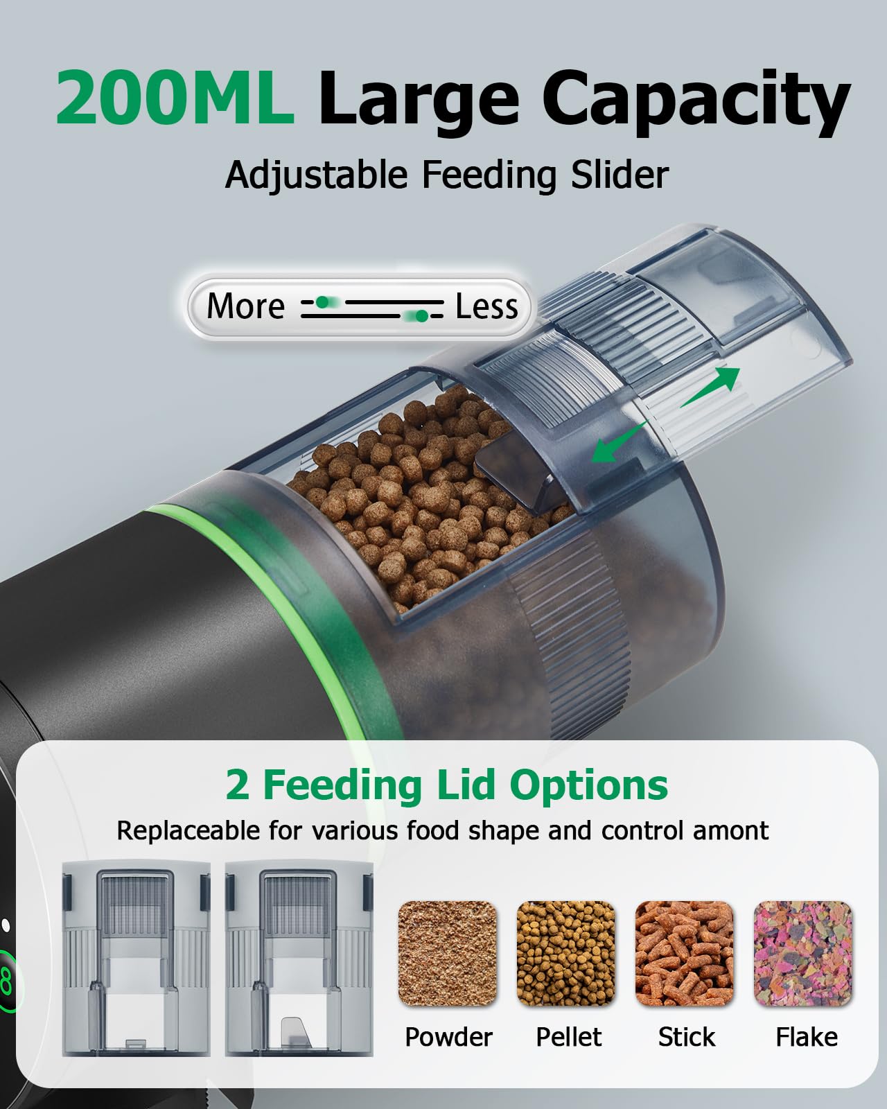 Automatic Fish Feeder for Aquarium, Auto Fish Food Dispenser with Timer and Feeding Ring, Moisture-Proof, Smart Fish Tank Vacati