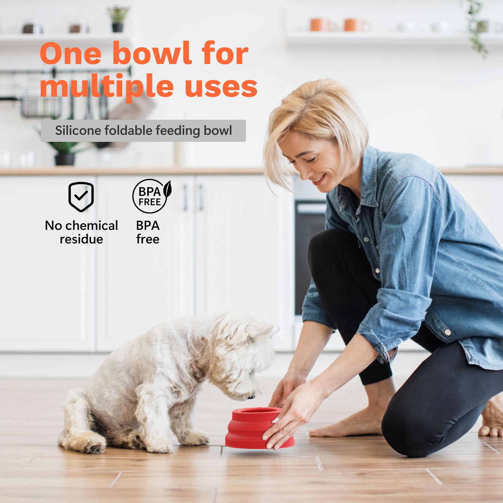 Li&Zhao Collapsible Dog Bowls - Silicone Travel Dog Bowls With Cover Lids Portable Expandable Pet Bowl Portable Water For Dog Ca