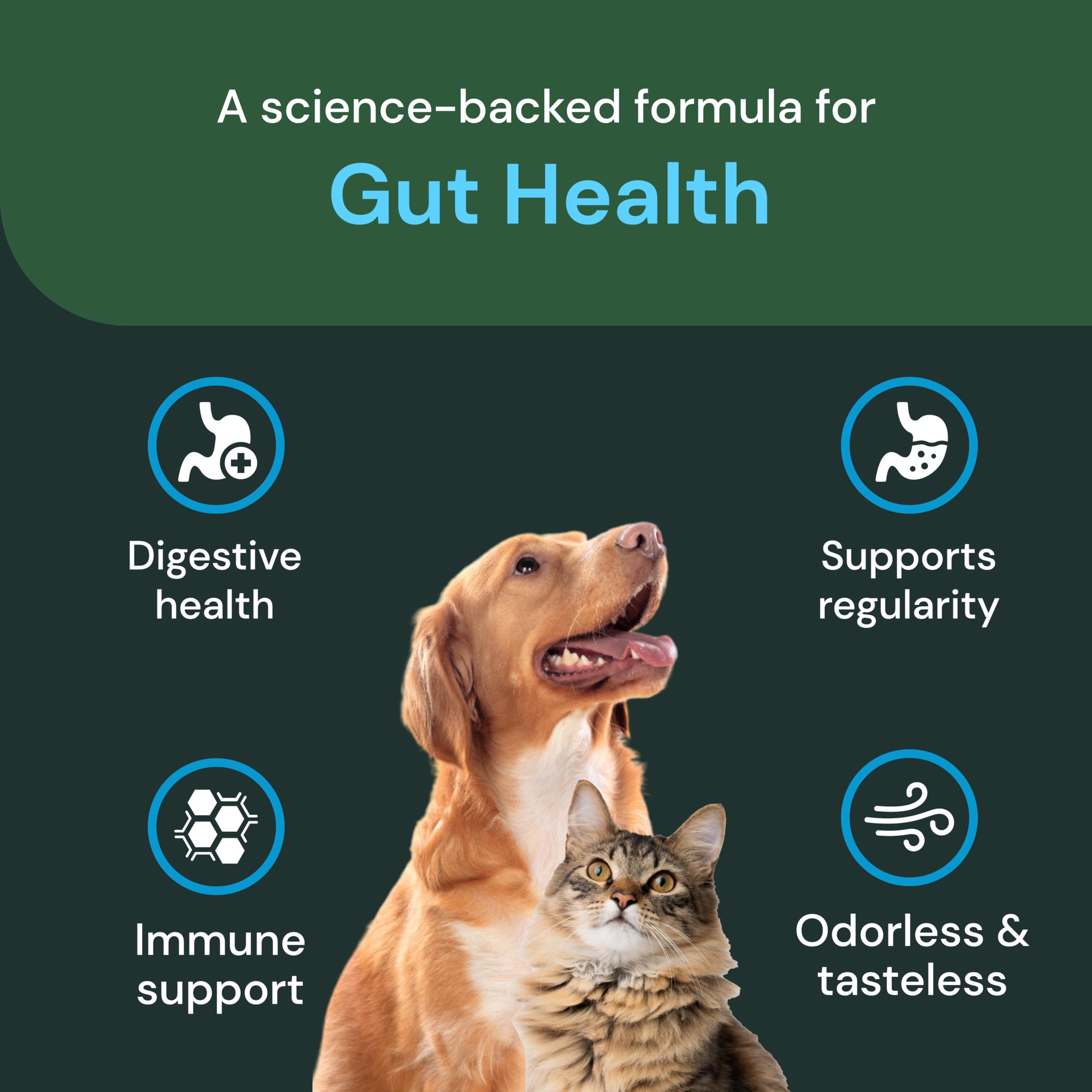 VetriScience Veterinary Strength Gut Health Powder - Gut Health Supplement for Pets - Immunity Support - Pet-Friendly Probiotic
