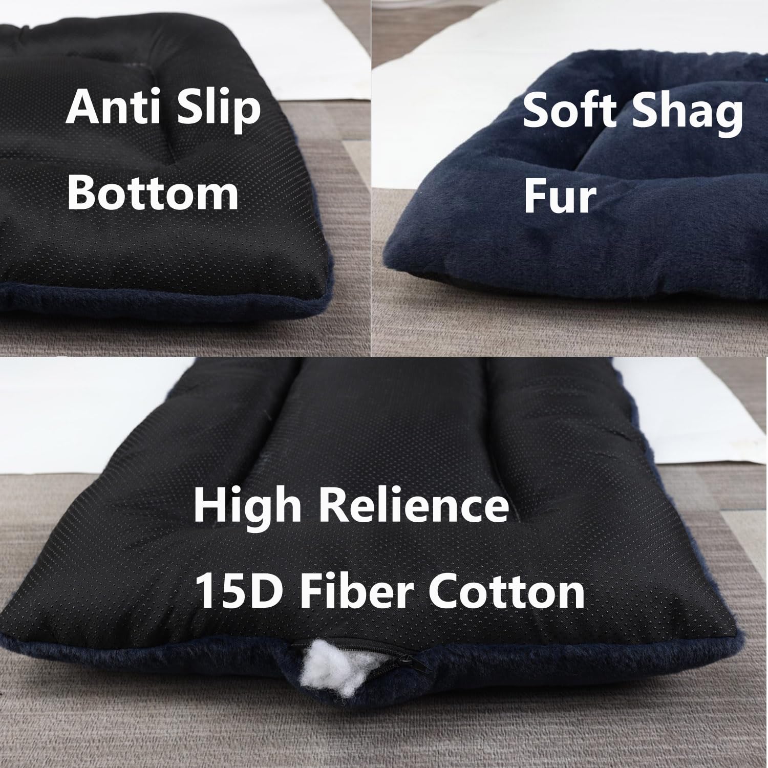 Wrkfree Small Dog Crate Pad 36 Inch Dark Blue Washable Comfy Fluffy For 36 Inches Dog Cage Kennel Indoor And Outdoor Use
