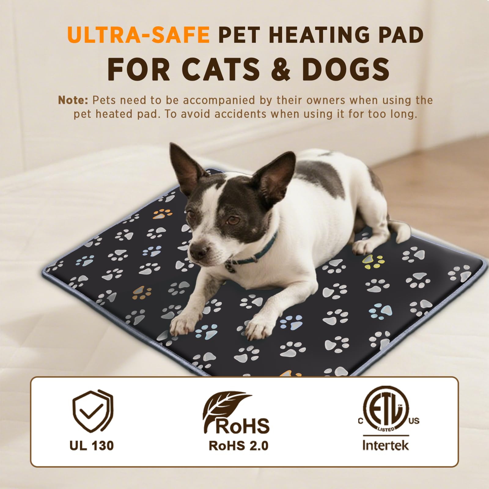 furrybaby Large Dog Heating Pad, Pet Heating Pad for Dogs Indoor, Waterproof Pet Heated Mat with Durable Anti-Bite Tube Indoor f