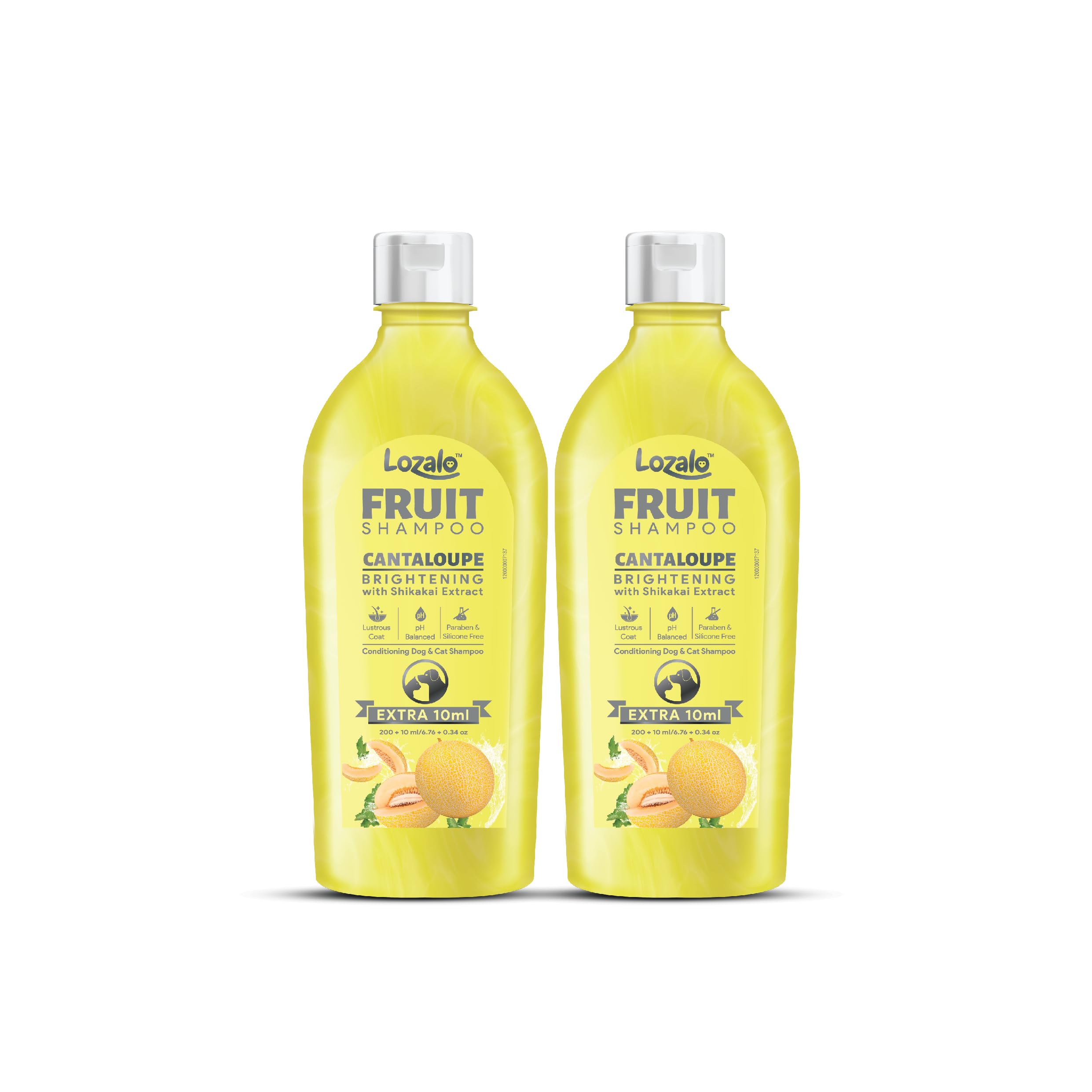 Lozalo Brightening Fruit Pet Shampoo 1 Litre, Combo Pack Of 2X500 Ml, Cantaloupe, Ph Balanced, Paraben Free Conditioning Shampoo