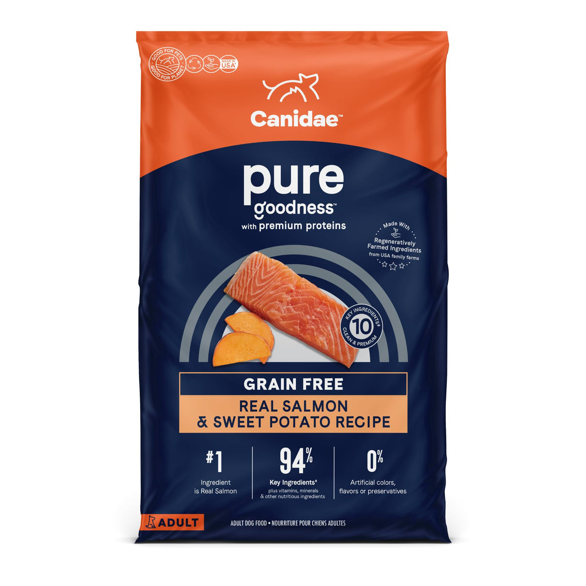 Canidae Pure Real Salmon & Sweet Potato Recipe Adult Dry Dog 22 Lb