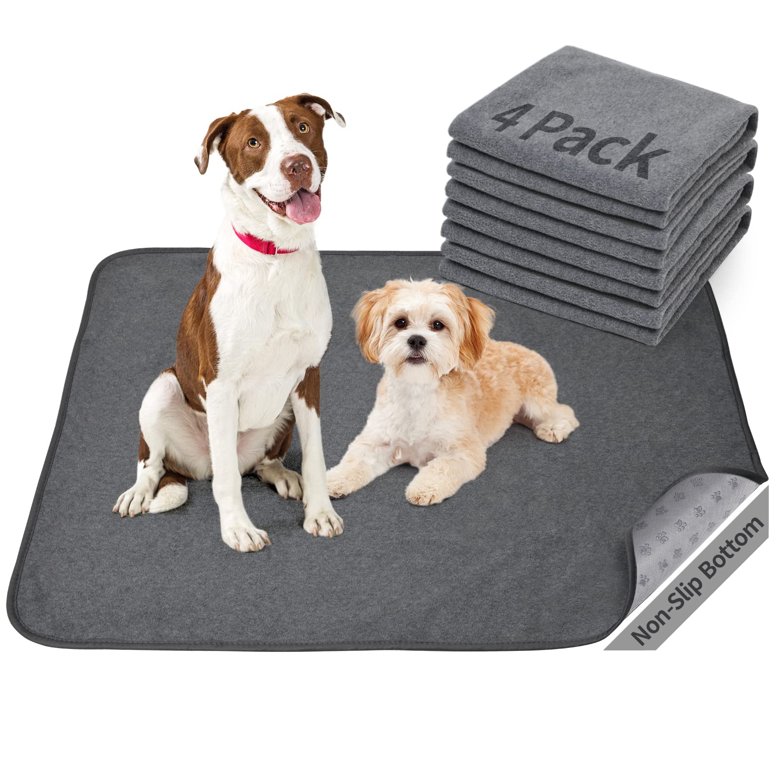 Washable Pee Pads For Dogs, 24X36 4 Pack Reusable Whelping Pads, Absorb Dog Mats Non-Slip Puppy Training Pads For Whelping, Pott