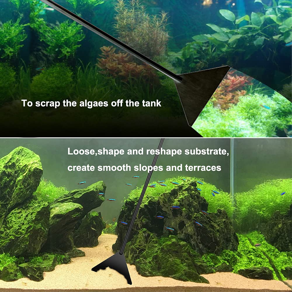 4Pcs Aquascaping Tools Kit, Long Stainless Steel Aquarium Plant Tools With Black Anti-Rust Coating, Aquarium Tweezers, Scissors, And Scrapers For Aquascaping Cleaning(Free Magnetic Tool Holder)