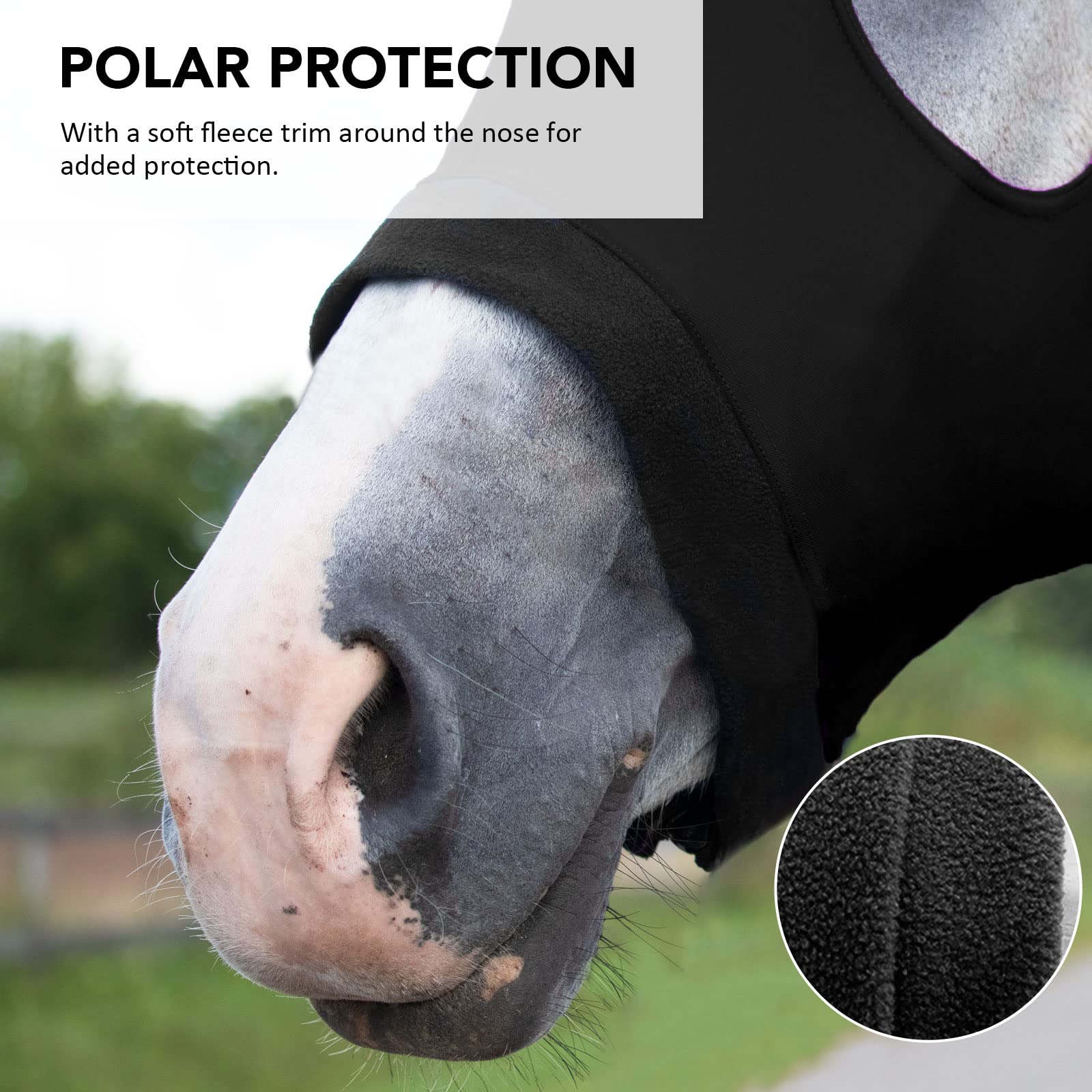 Harrison Howard Horse Stretch Hood Without Ears Snug Fitting Hood with Zip Closure Covers Face, Shoulders, Mane, Chest and Withe