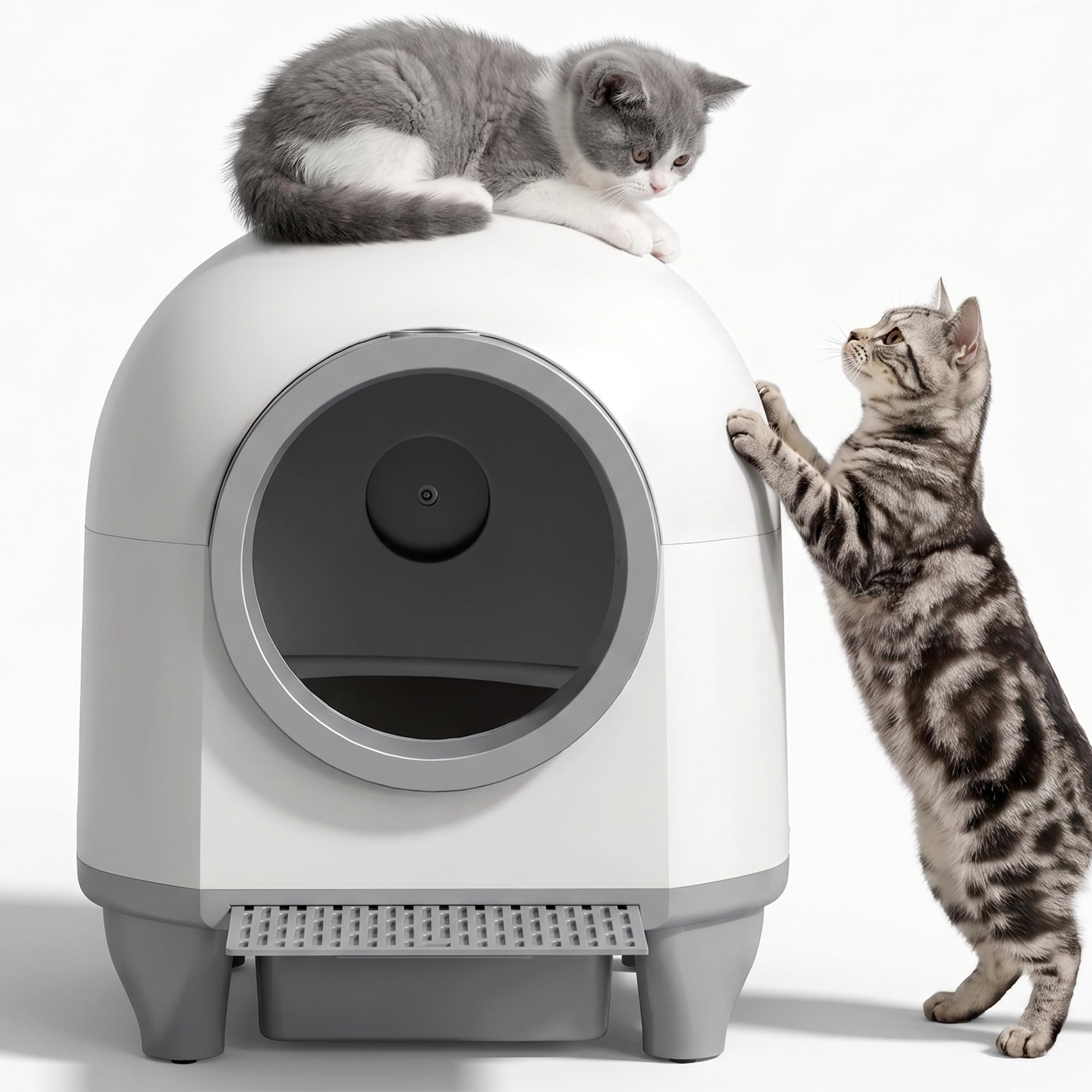 Greesum Smart Self-Cleaning Cat Litter Box, Fully Enclosed Automatic Litter Box with App Control, Safety Sensors& Large Capacity