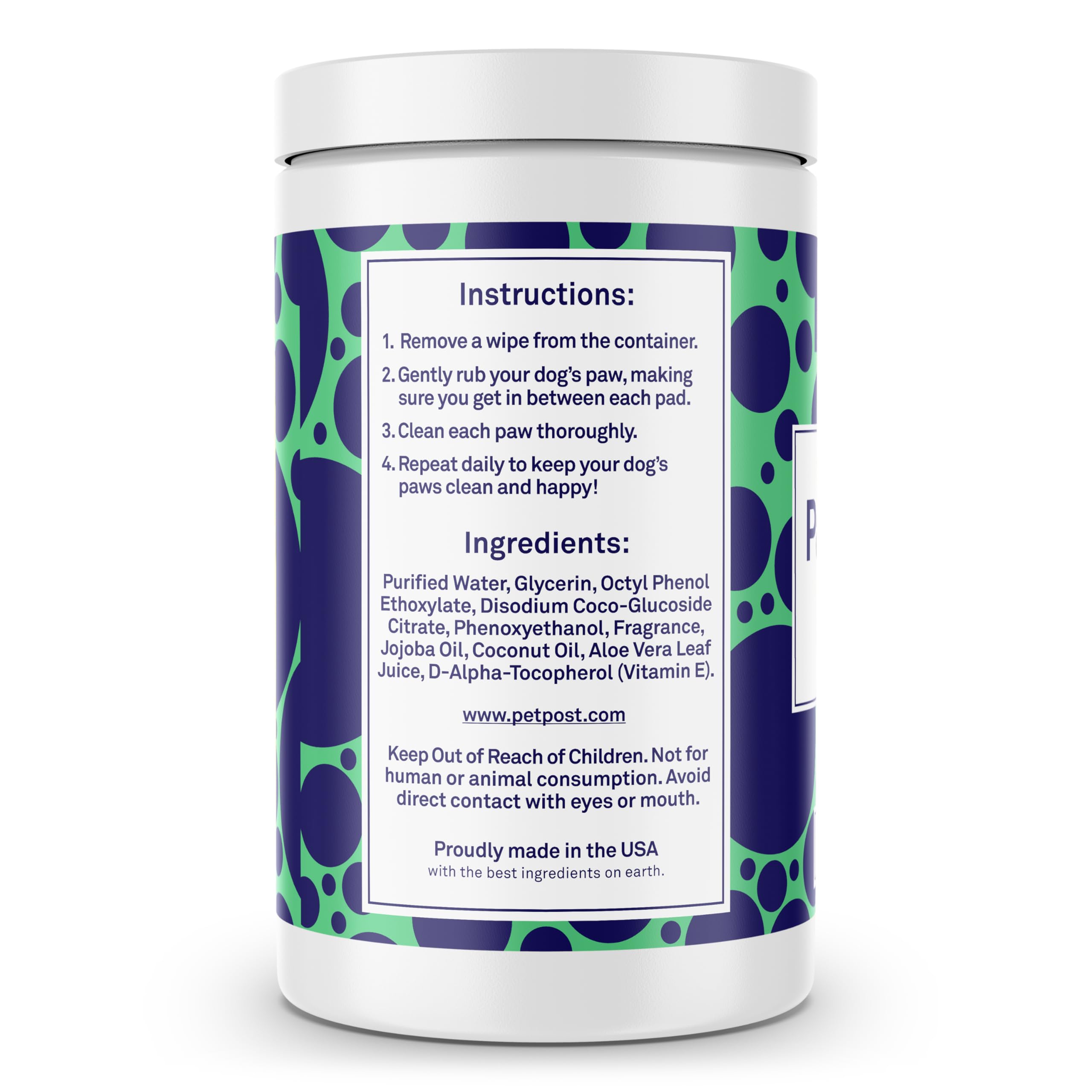 Petpost | Paw Wipes For Dogs - Nourishing, Revitalizing Dog Paw Cleaner With Coconut Oil, Jojoba Oil, And Aloe - Ultra Soft Cotton Pads - Cherry Blossom Scent 70 Ct.