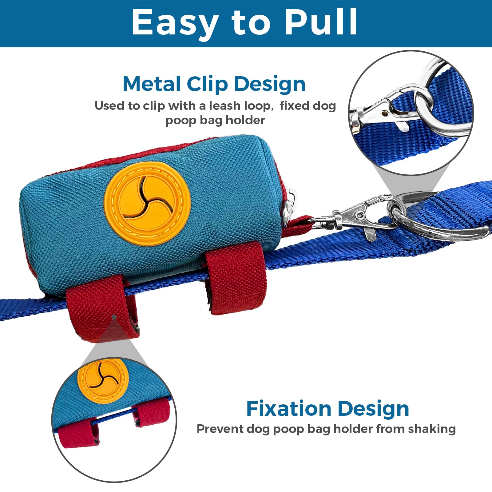 Lepawit Dog Poop Bag Holder Zippered Pouch, Portable Dog Poop Bag Dispenser With 1 Metal Clip, Fashion Color Matching Canvas Was