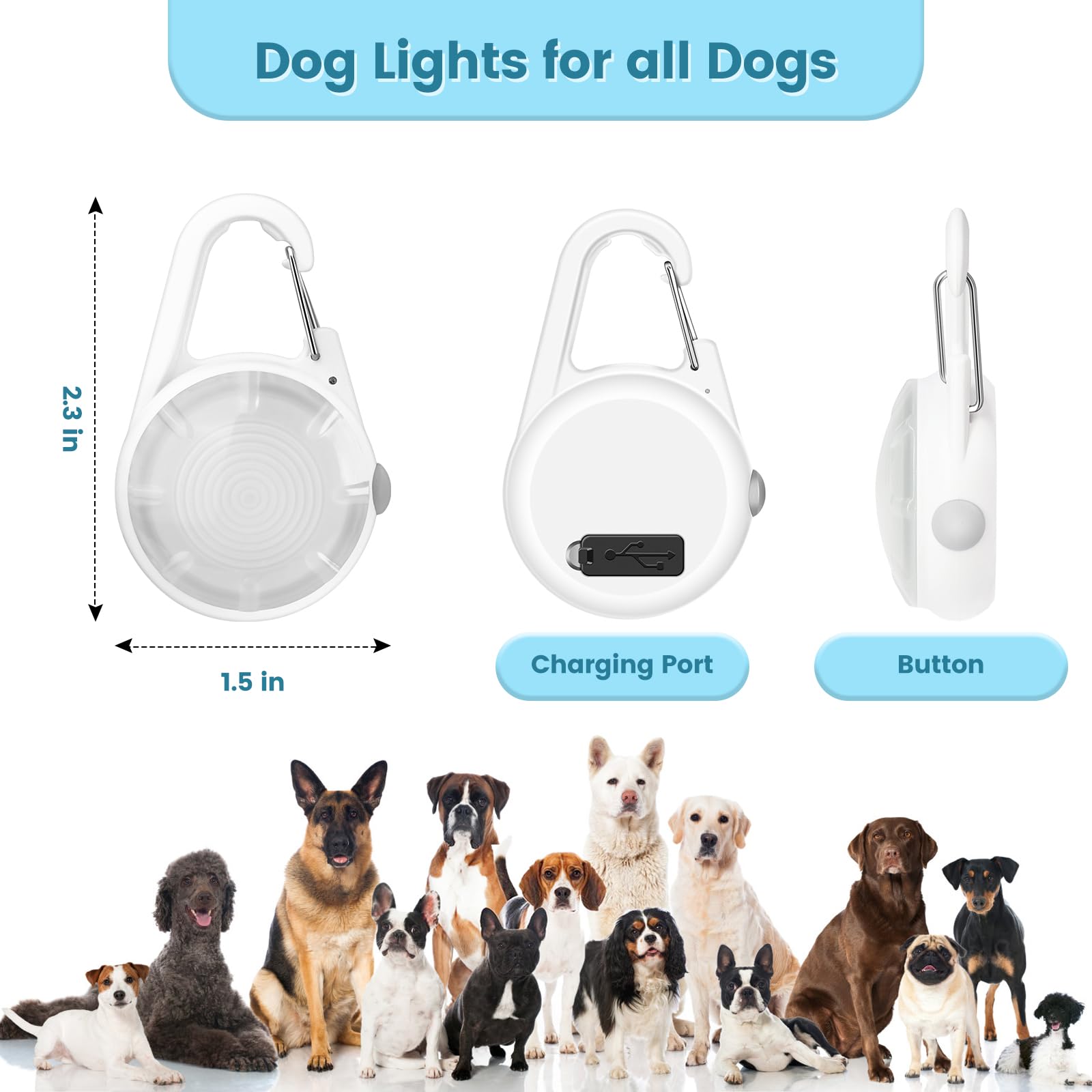 Poeey Dog Collar Light 2Pack Led Rechargeable Clip On With Rgb Color Pet Harness Dog Lights For Night Walking Camping