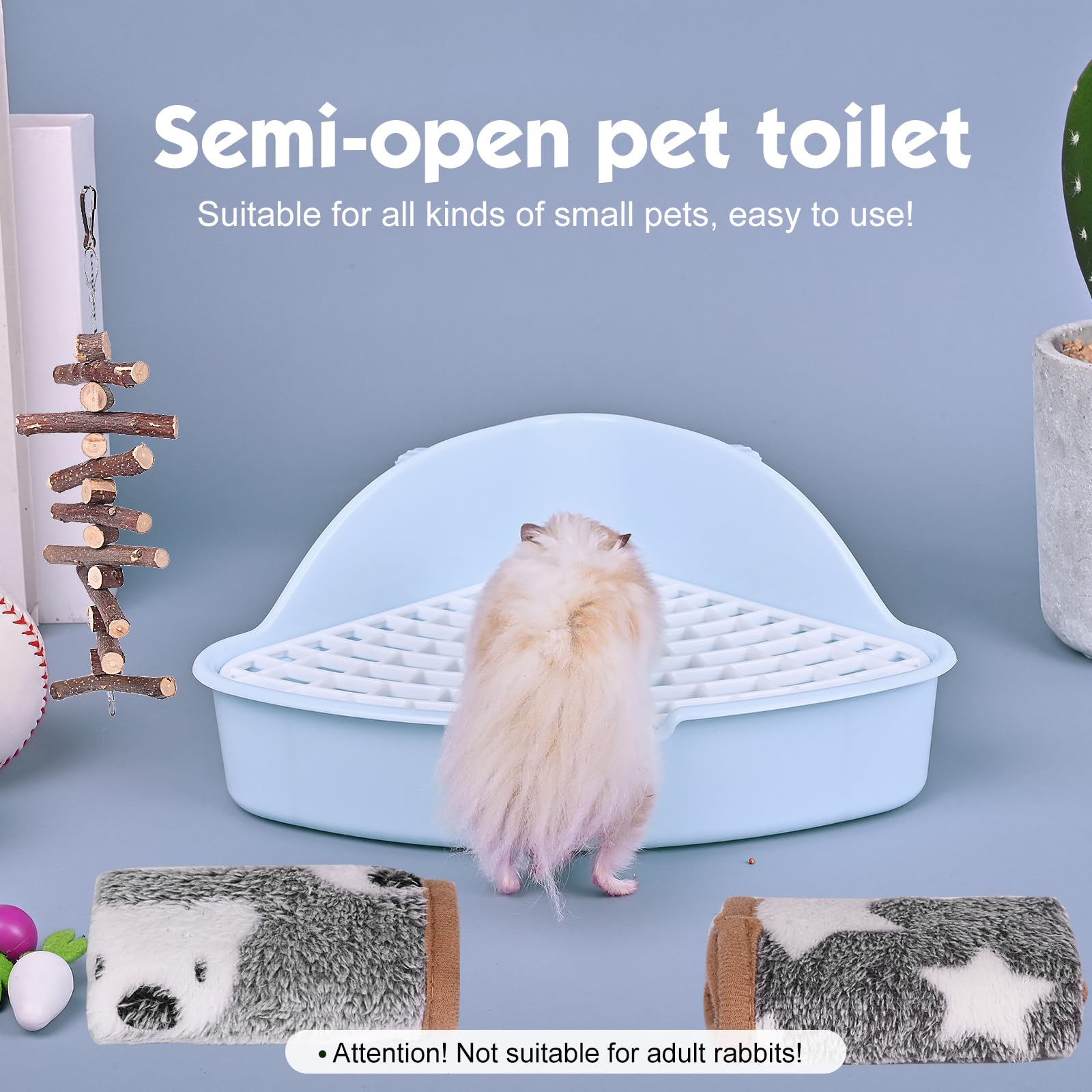 Rubyhome Triangle Rabbit Litter Box Bunny Potty Training Corner Small Animal Toilet Litter Box Pet Toilet Bedding Pee Pan Tray F