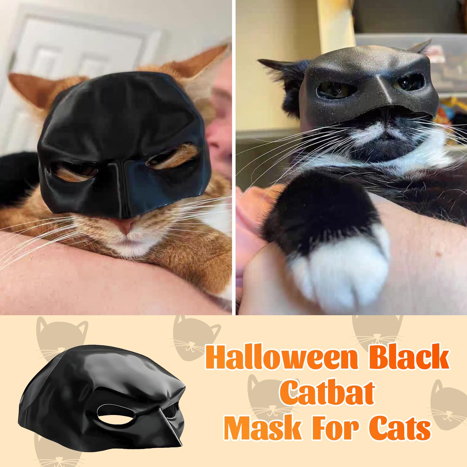 Batcat Mask,Halloween Black Catbat Mask For Cats,Funny Halloween Costumes Accessories,Bat Cat Cosplay For Halloween Or Everyday