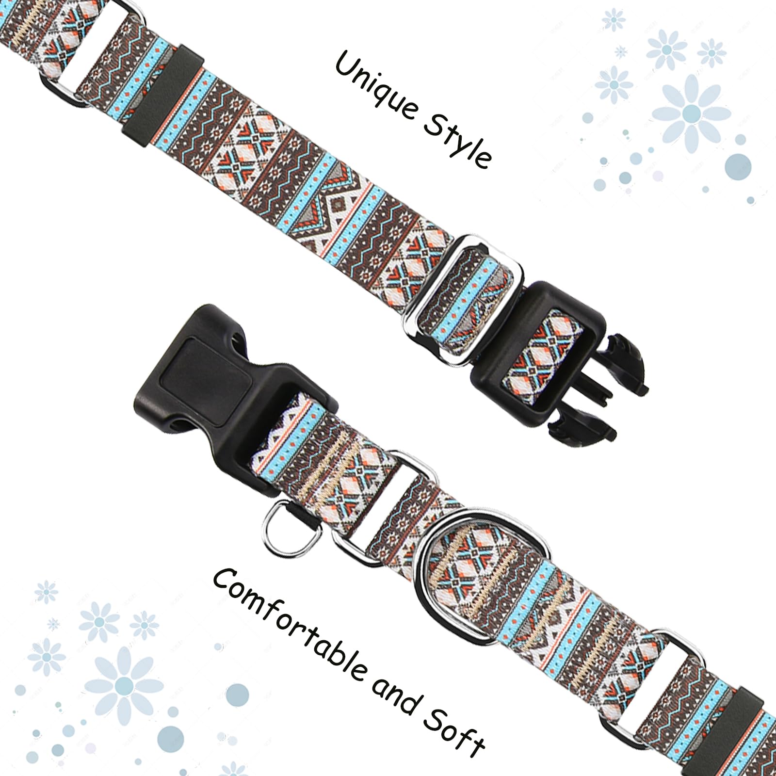 Fidohug Martingale Dog Collar With Buckle Tribal Design Adjustable Escape Proof Pet Collars (Aztec, Large)