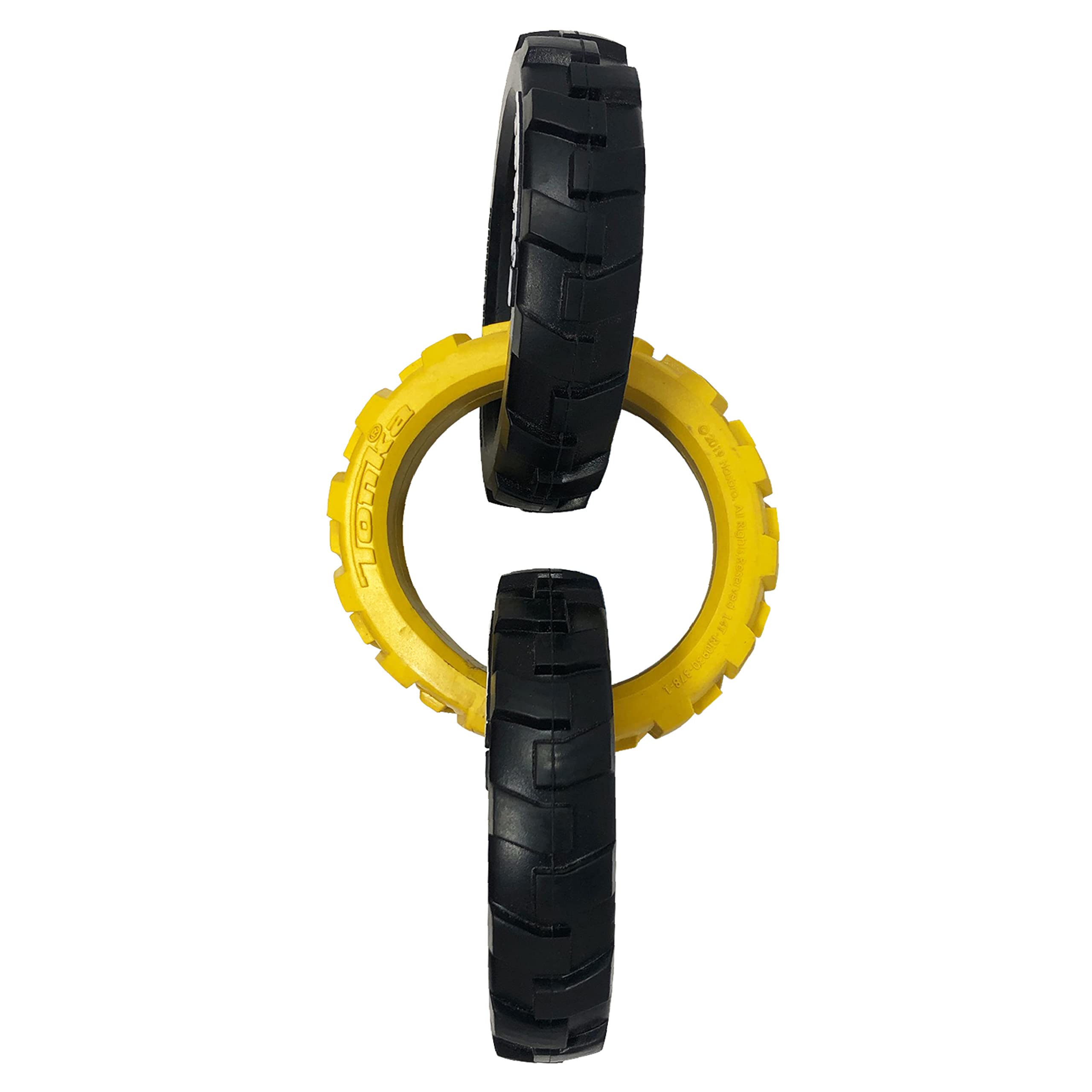 Tonka Rubber 3-Ring Tug Dog Toy, Lightweight, Durable And Water Resistant, 7.5 Inches, For Medium/Large Breeds, Single Unit, Yellow/Black