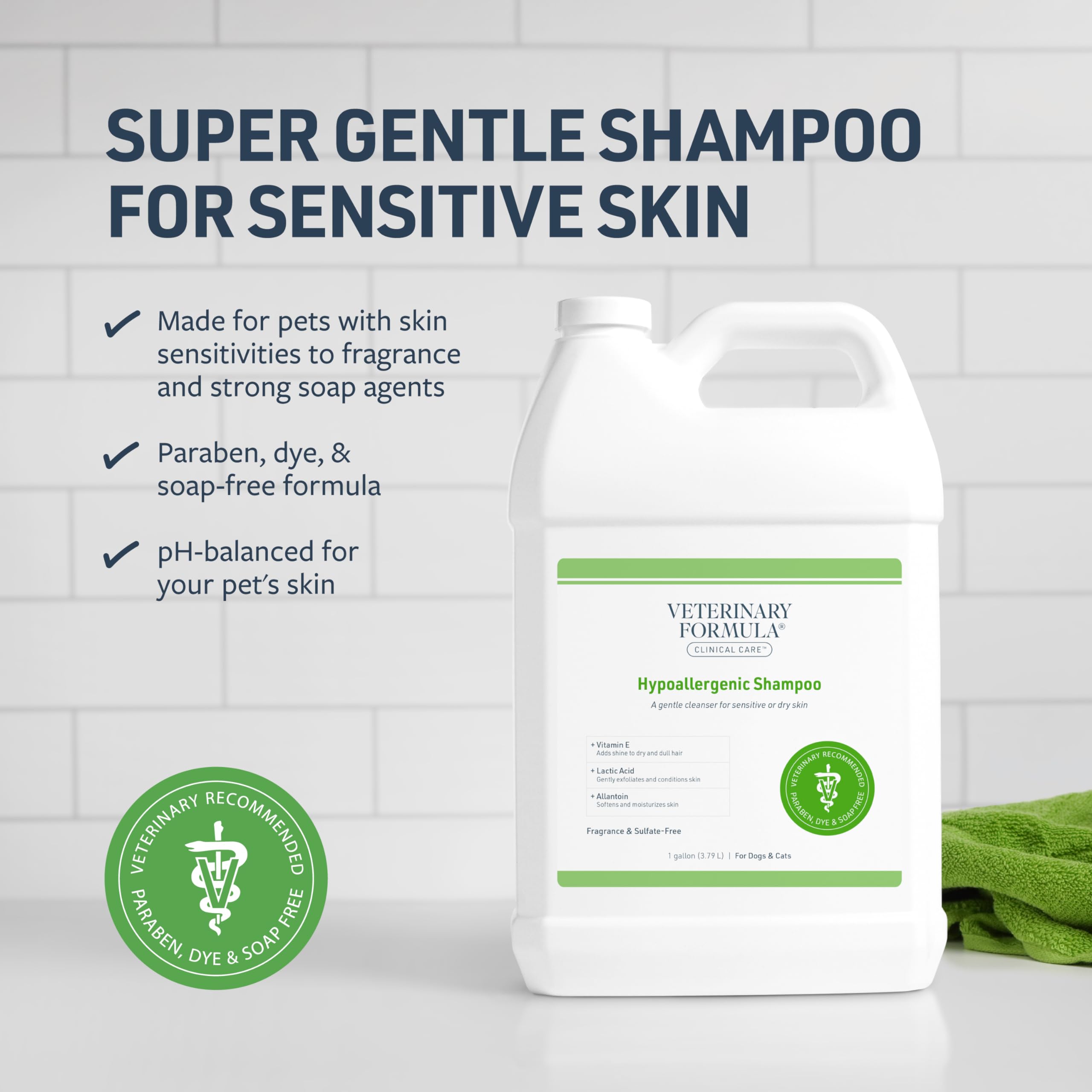 Veterinary Formula Clinical Care Hypoallergenic Shampoo For Dogs And Cats, 128 Oz - No Harsh Ingredients - Fragrance-Free Pet Sh