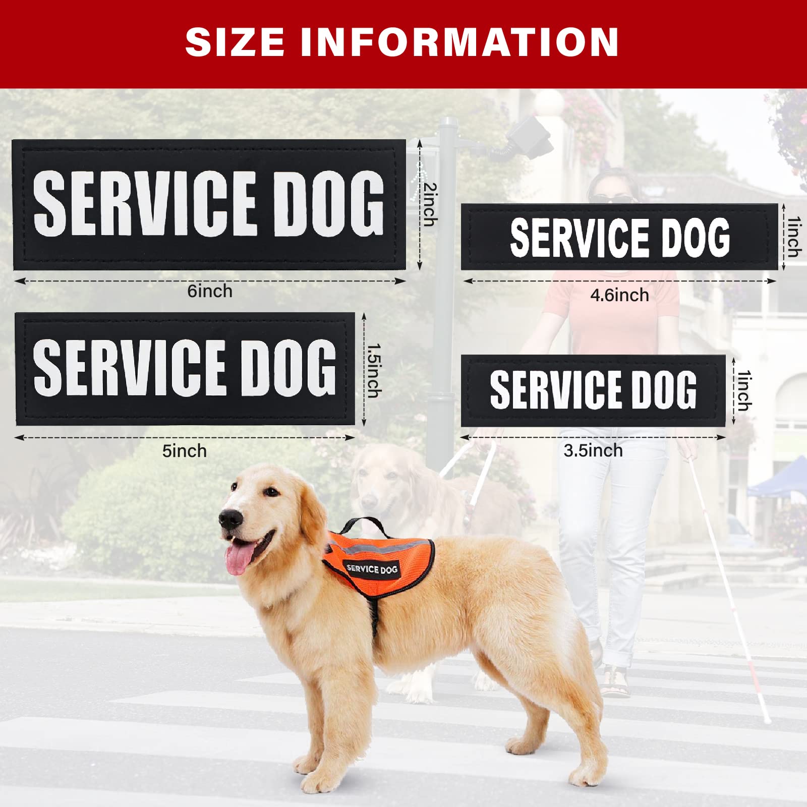 2Pack Service Dog Patch, Removable Vest Patches For In Training Dogs, Black Dog Harness Patches With Hook Backing, Service Dog-M