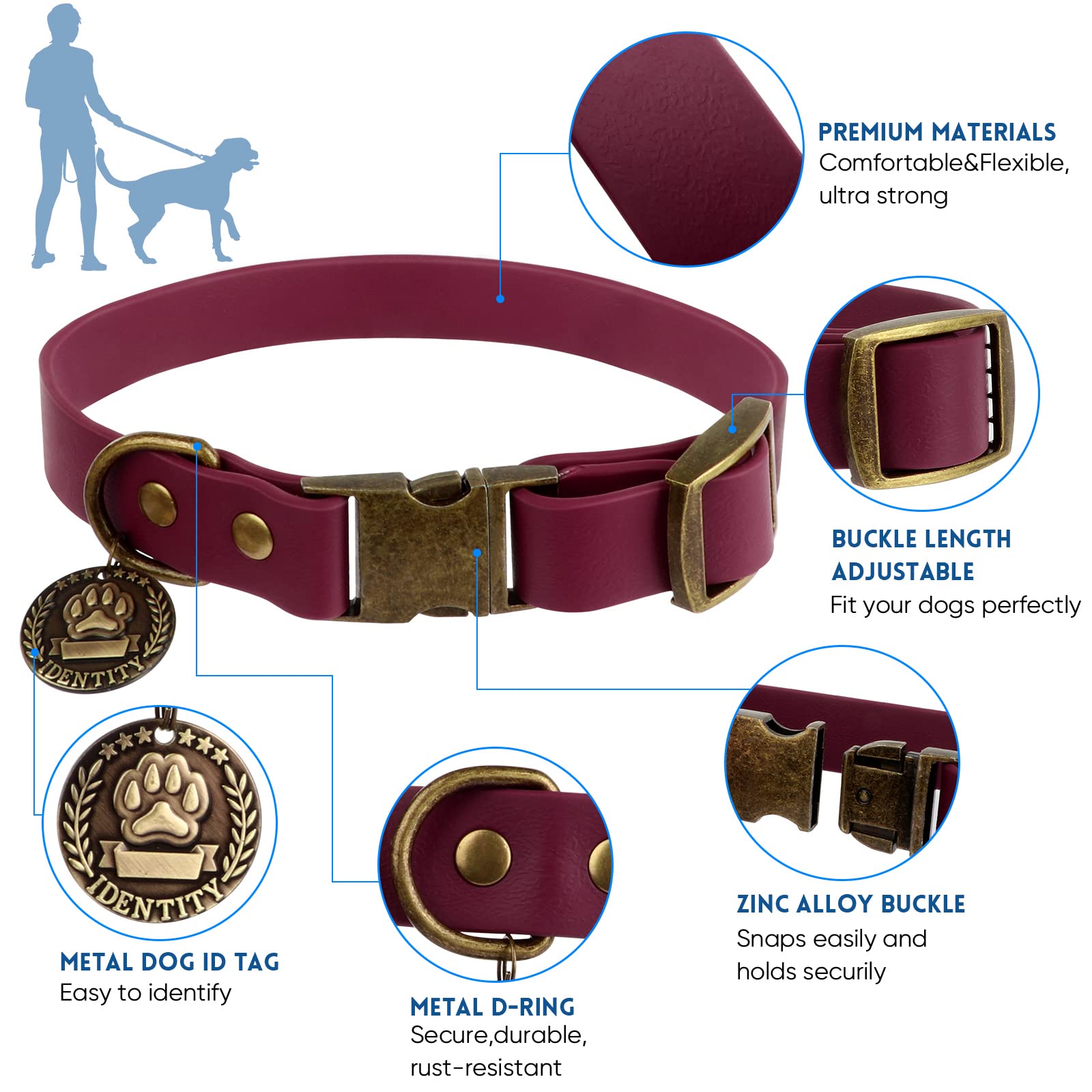 Wisedog Dog Collar and Leash Set Combo: Adjustable Durable Pet Collars with Dog Leashes for Small Medium Large Dogs,Includes One