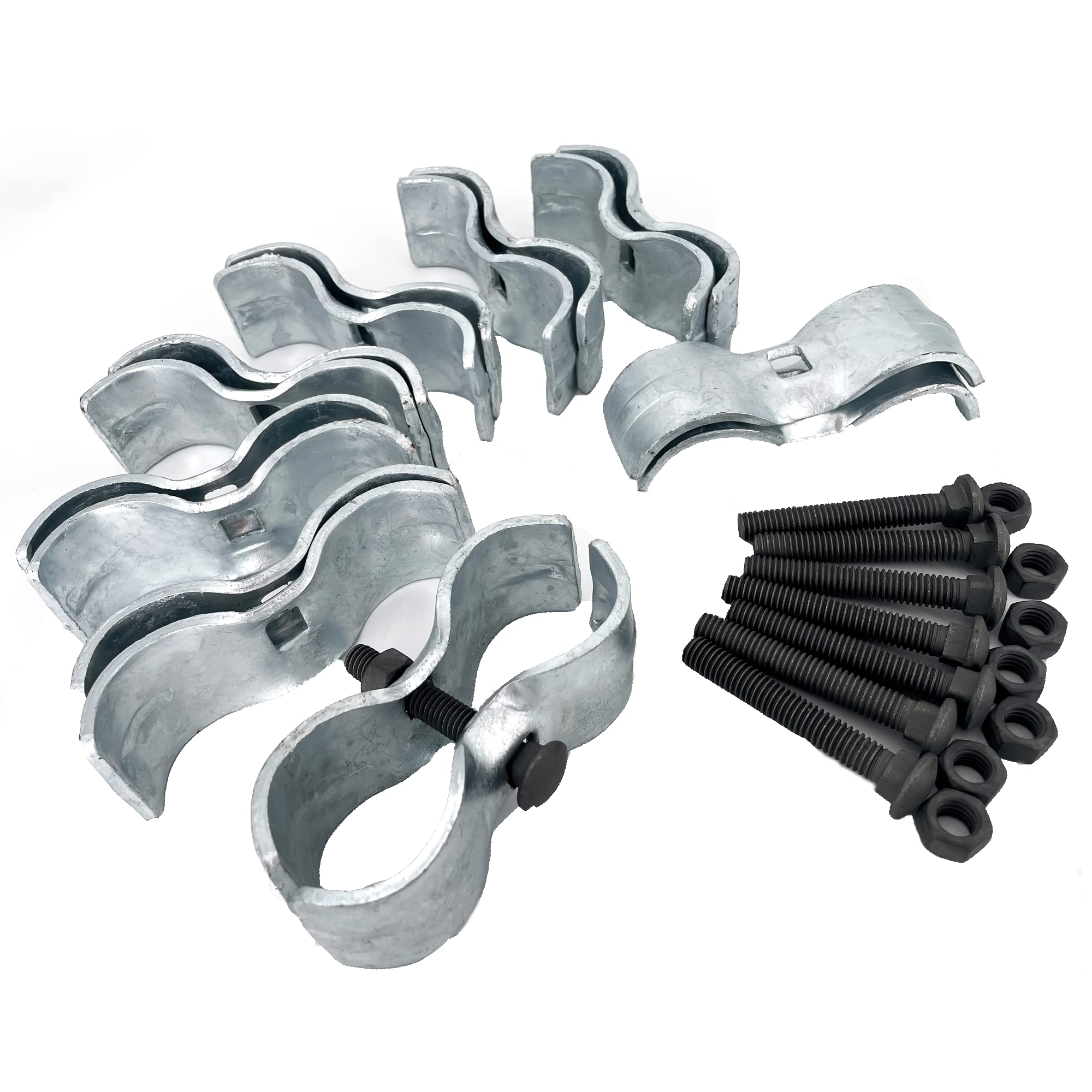 HITTITE Dog Kennel Panel Clamps - 8 Set, Alloy Steel, 1-5/8" Diameter, 42mm, for Chain Link Fence and Round Pipe Frames
