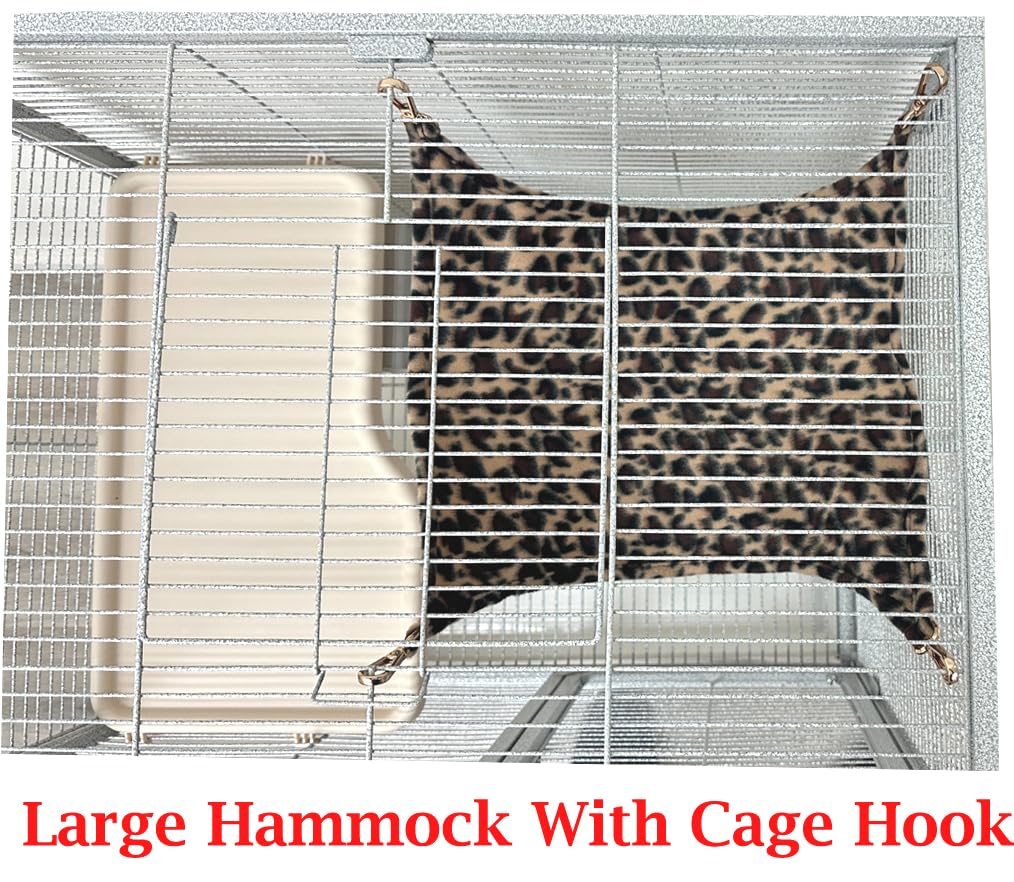 Two Tiers Large Ferret Hammock Chinchilla Guinea Pig Rabbit Mouse Critter Home Rolling Cage Tight 1/2-inch Bar Spacing Easy Clea