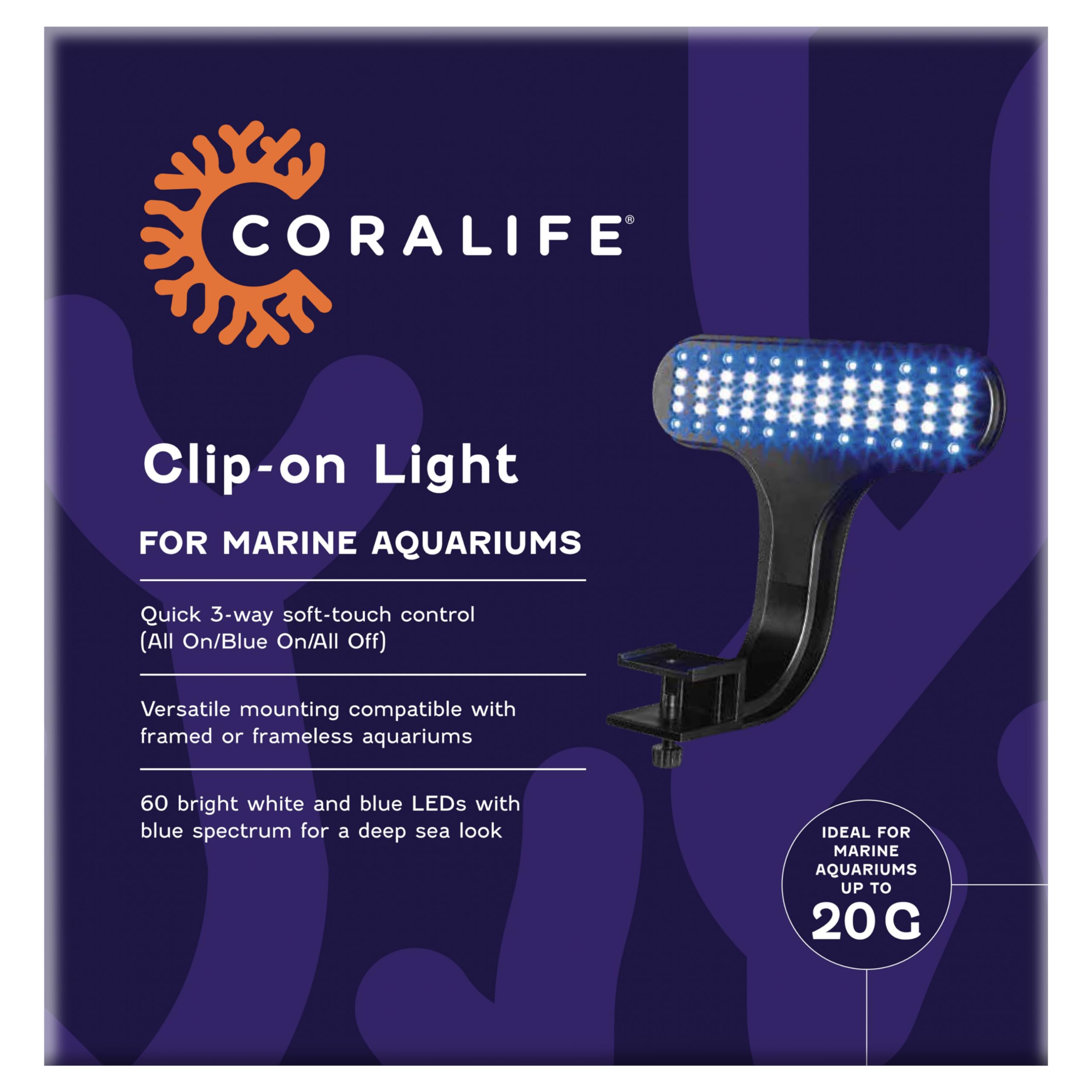 Coralife Aquarium Fish Tank Marine Salt Water Clip-On Led Light