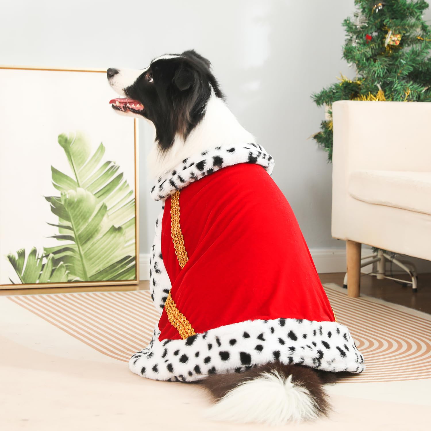 Lovelyshop Pet Serial Lux Fur Red Cat Dog Cloak For Halloween Costumes, King Queen Prince And Princess Cosplay-L