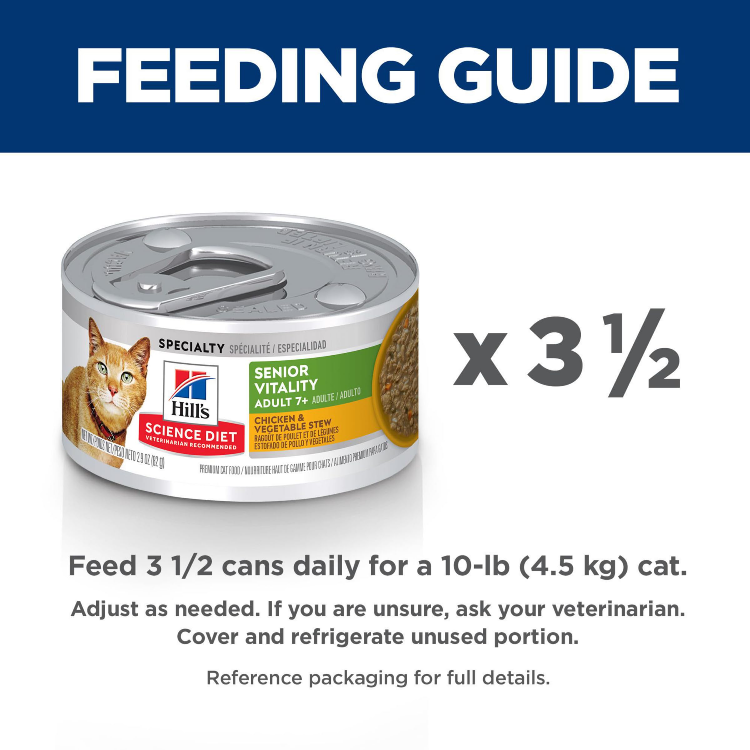 Hills Science Diet Senior Vitality, Senior Adult 7+, Senior Premium Nutrition, Wet Cat Food, Chicekn & Vegetables Stew, 2.9 oz